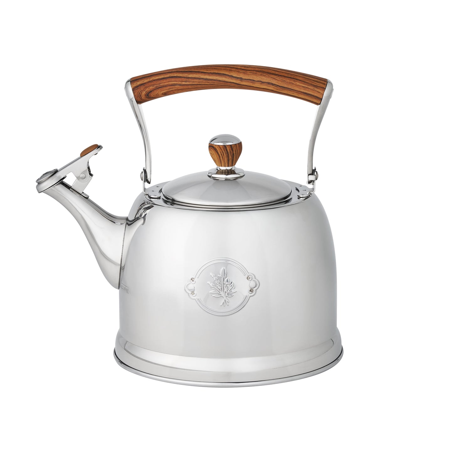 The Pioneer Woman 1.8-Quart Stainless Steel Whistling Tea Kettle with Folding Handle, Silver