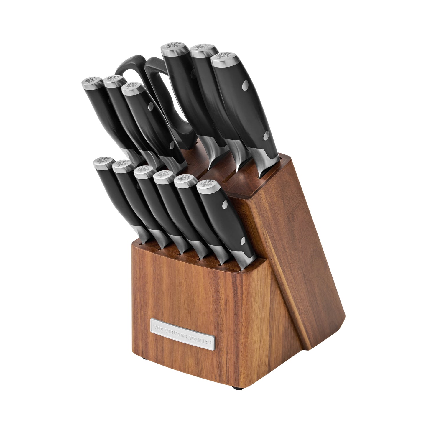 The Pioneer Woman 14-Piece Knife Block Set Stainless Steel Knives with Ergonomic Handle, Black