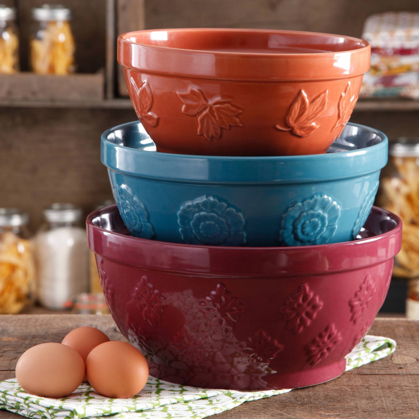 The Pioneer Woman Cornucopia Ceramic Mixing Bowl Set, 3 Piece