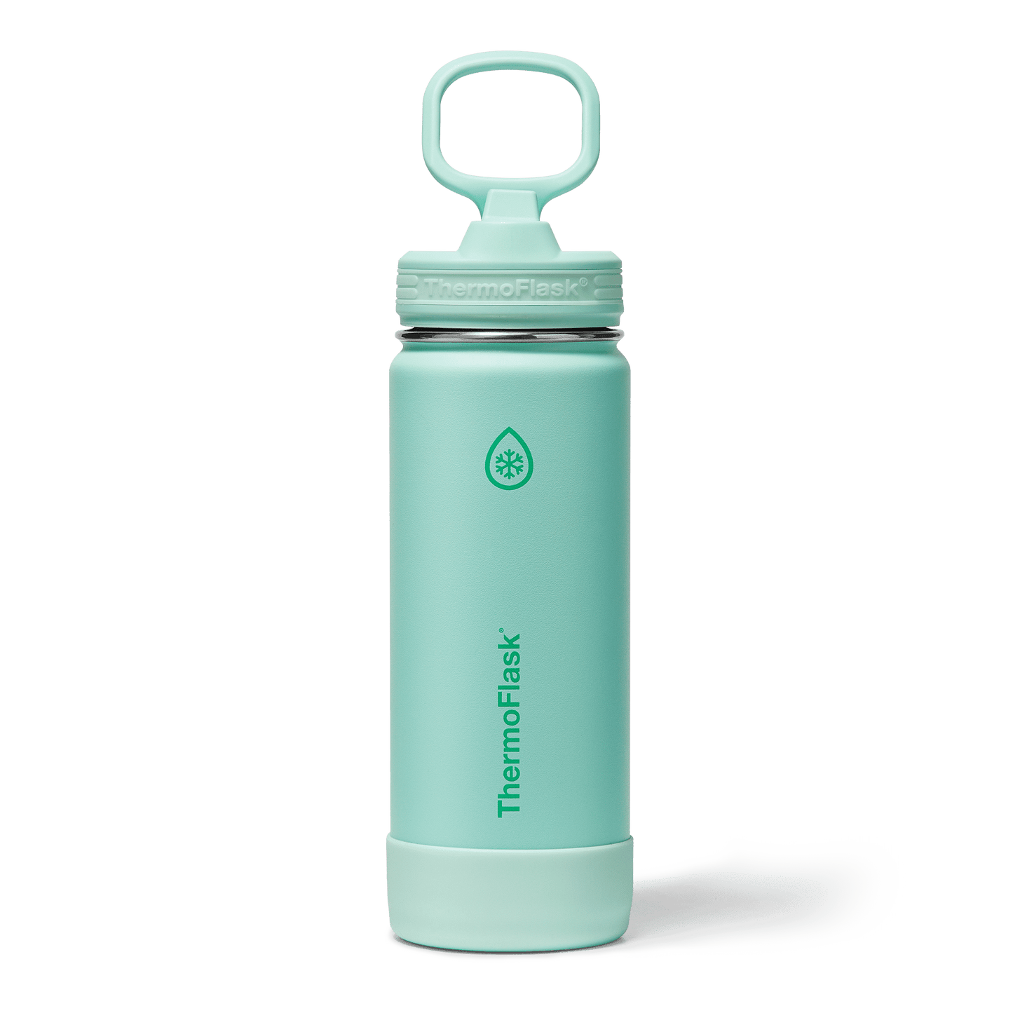 ThermoFlask 18 oz Kids Glow-In-The-Dark Insulated Stainless Steel Water Bottle, Leakproof Straw Lid, Retro Blue