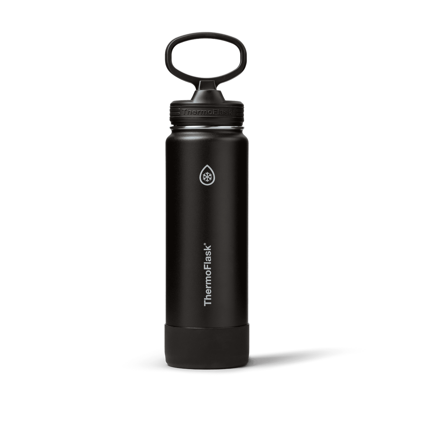 ThermoFlask Classics Insulated Stainless Steel Water Bottle with Leakproof Straw Lid, 24 oz, Black