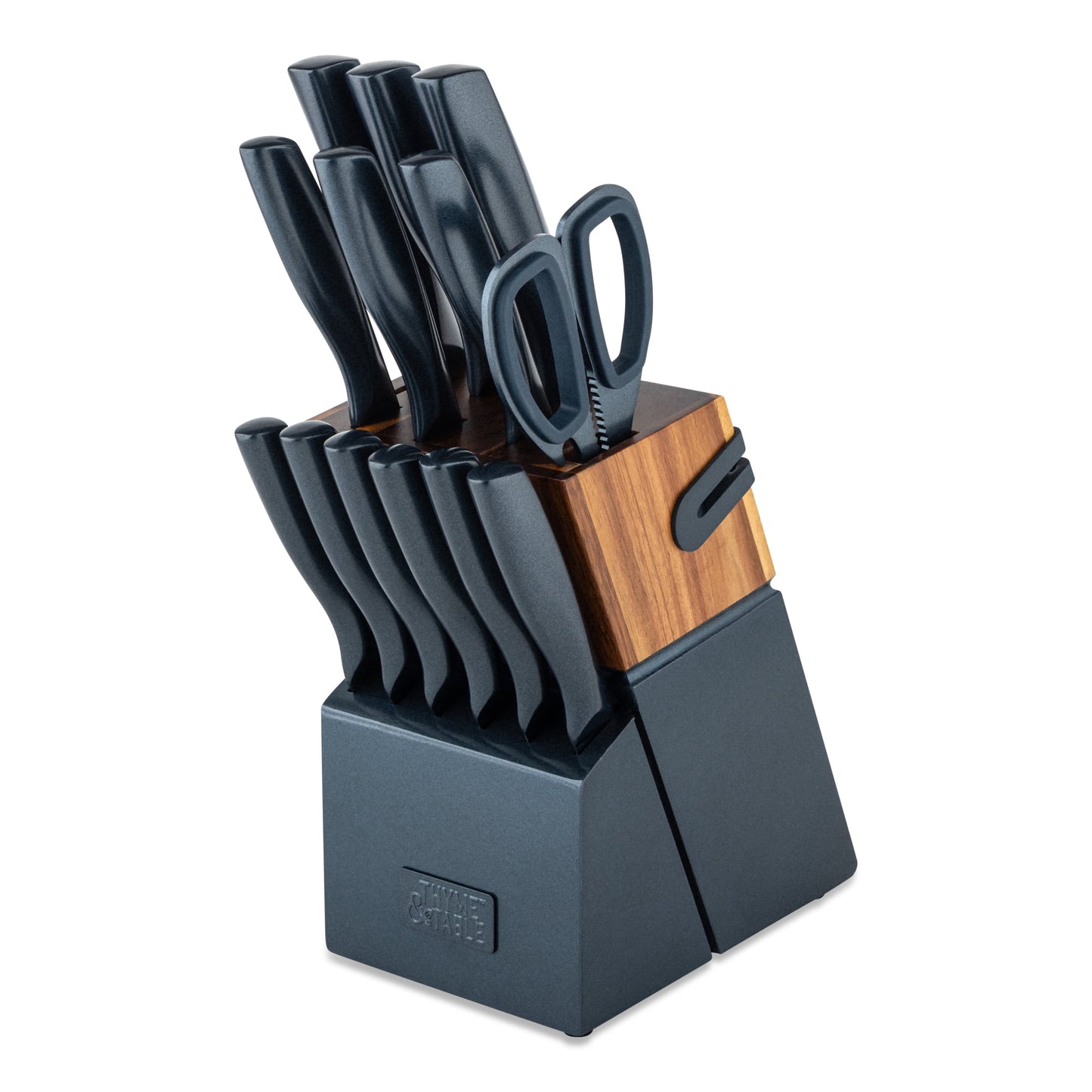 Thyme & Table 15-Piece Knife Block Set with Sharpener - Navy
