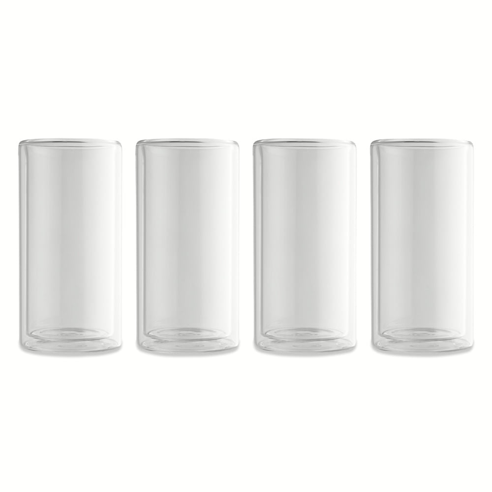 (Paquete de 4) Juego de 4 Vasos Transparentes de Doble Pared de 16oz