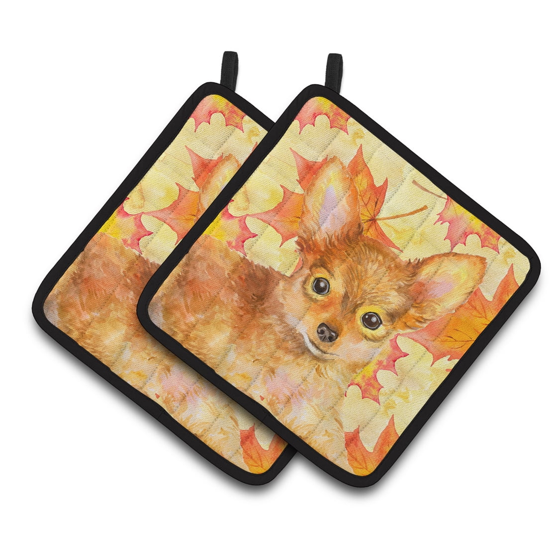 Toy Terrier Fall Pair of Pot Holders