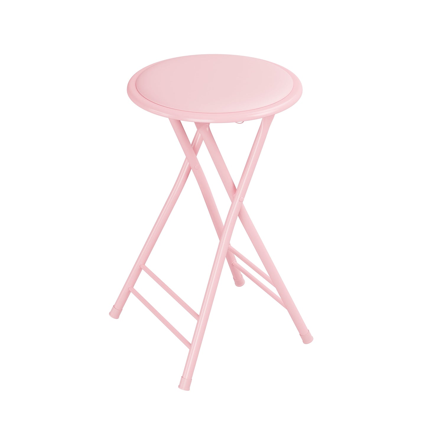 Lavish Home Backless 24-Inch Folding Stool with 225lb Capacity (Pink)