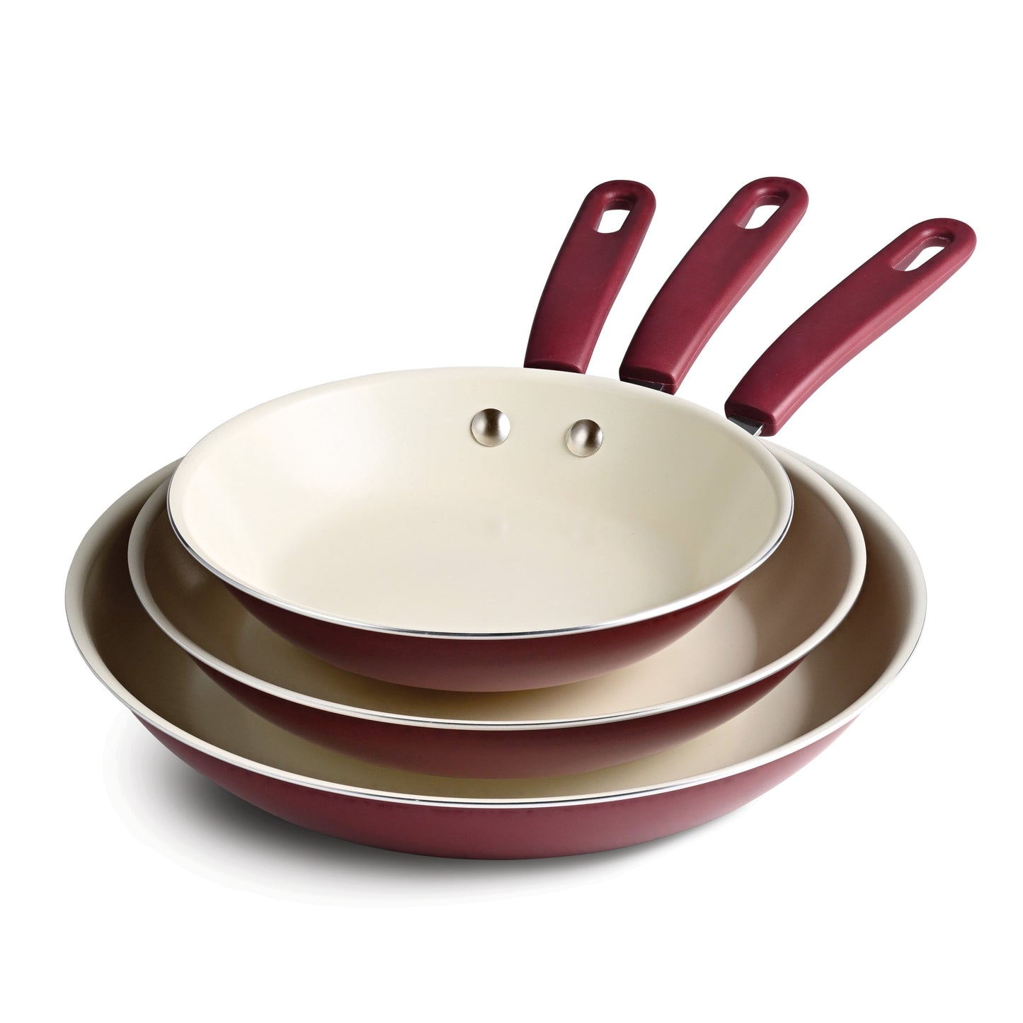 Tramontina Ceramaware 3-Pack Ceramic Nonstick Fry Pan Set (8-Inch, 9.5-Inch & 11-Inch) Wine