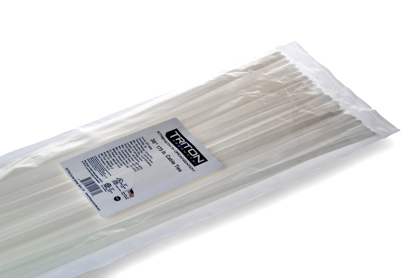 Triton Products® Heavy Duty 36" Natural Zip Ties, 50/PK