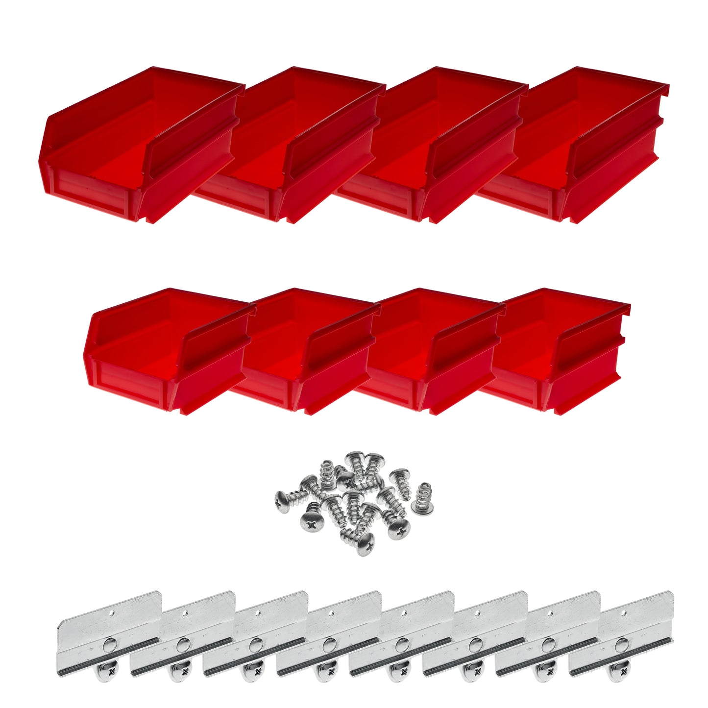 Triton Products® LocBin Kits de Contenedor Colgante y Pinzas de Polipropileno, (4) Pequeño 5-3/8"L x 4-1/8"W x 3"H y (4) Mediano 7-3/8"L x 4-1/8"W x 3" H