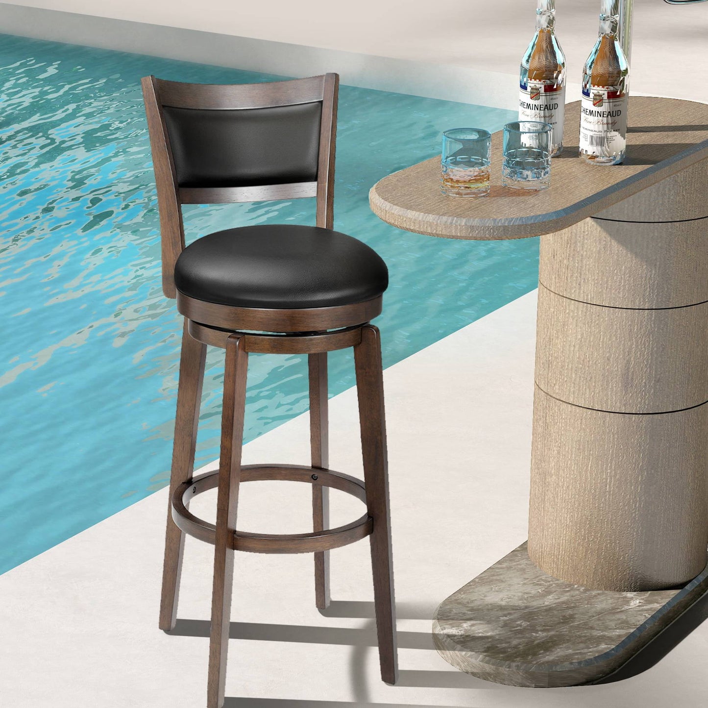 TrumanPick 30 Inch Counter Height Bar Stool Kitchen Island Swivel Barstools with High Back Chair Seat for Kitchen Dinning room,1 Pack