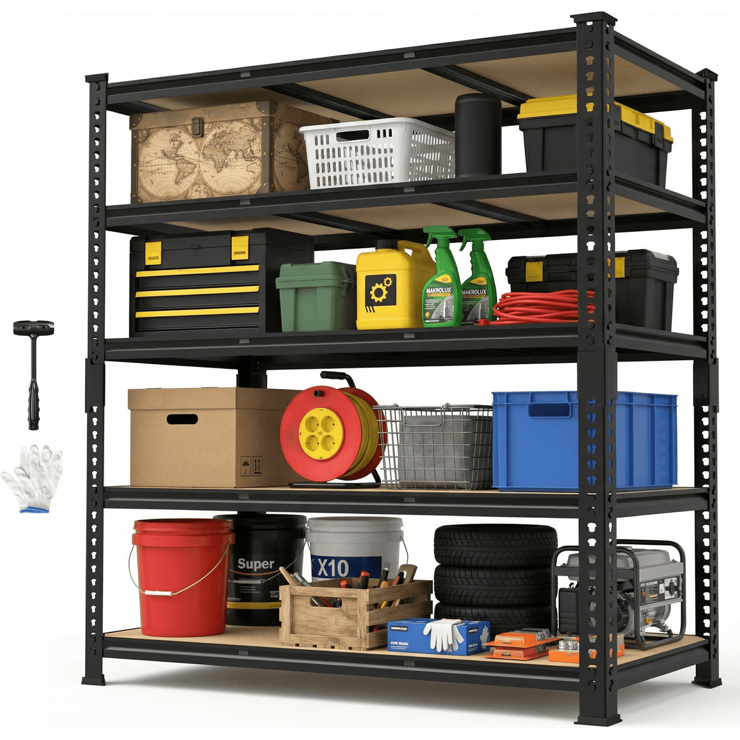TrumanPick 3250LBS Garage Shelving Heavy Duty Storage Racks, 5 Tier Adjustable Metal Shelves for Storage, 48"W x 24"D x 72"H Shelving Rack for Garage Pantry Kitchen