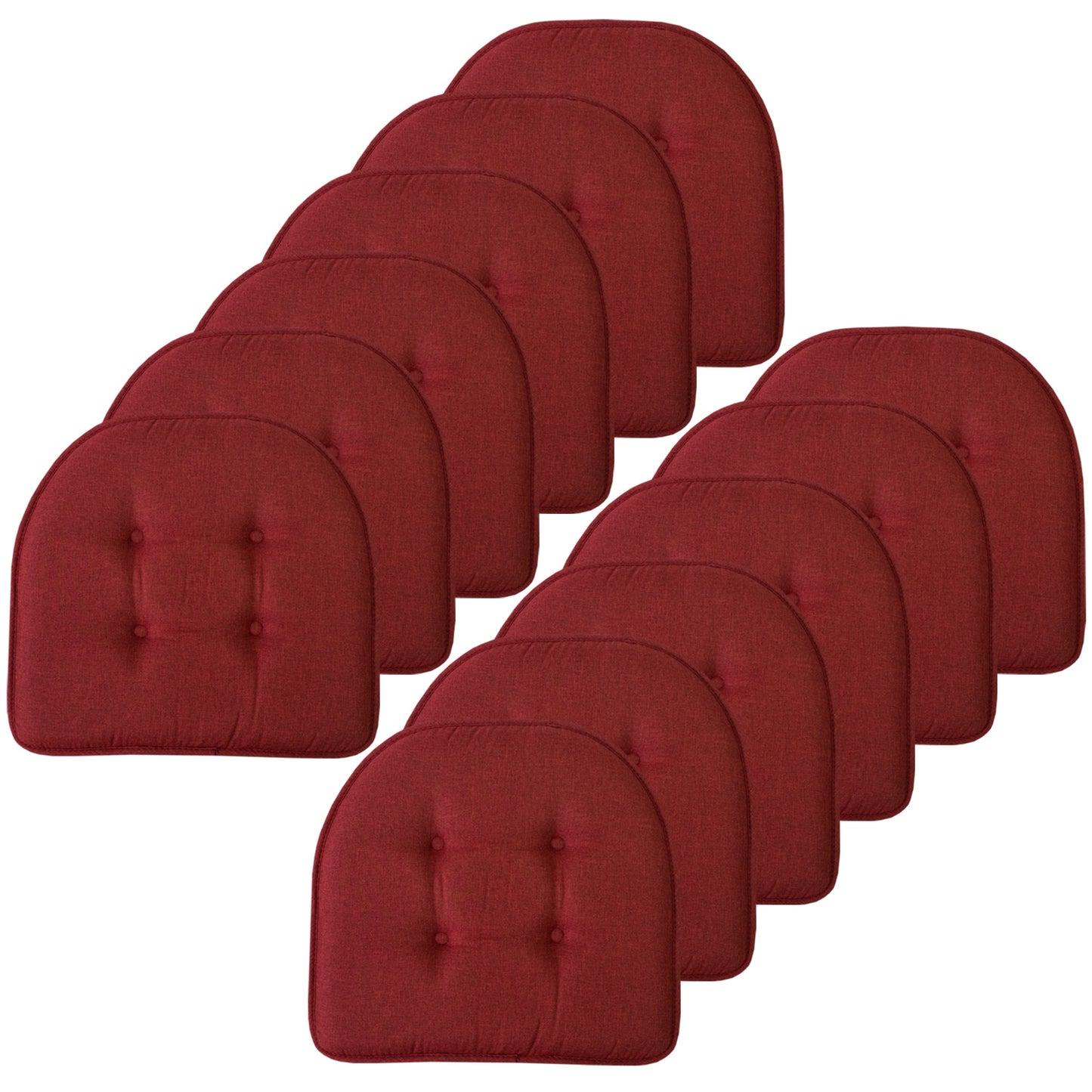 U-Shaped Memory Foam No Slip Back 16 x 16 Chair Pad Cushion 12 Pack - Wine