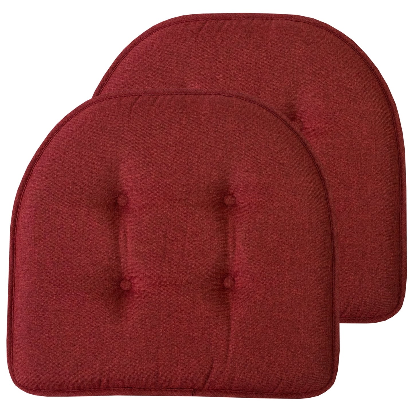 U-Shaped Memory Foam No Slip Back 16 x 16 Chair Pad Cushion 2 Pack - Wine
