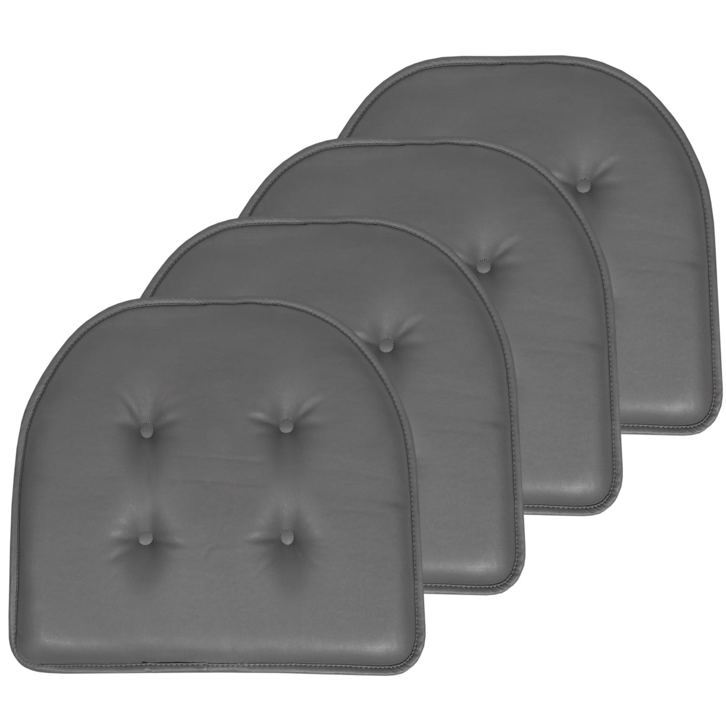 U-Shaped Memory Foam No Slip Back 16 x 17 Faux Leather Chair Pad Cushion 4 Pack - Burgundy