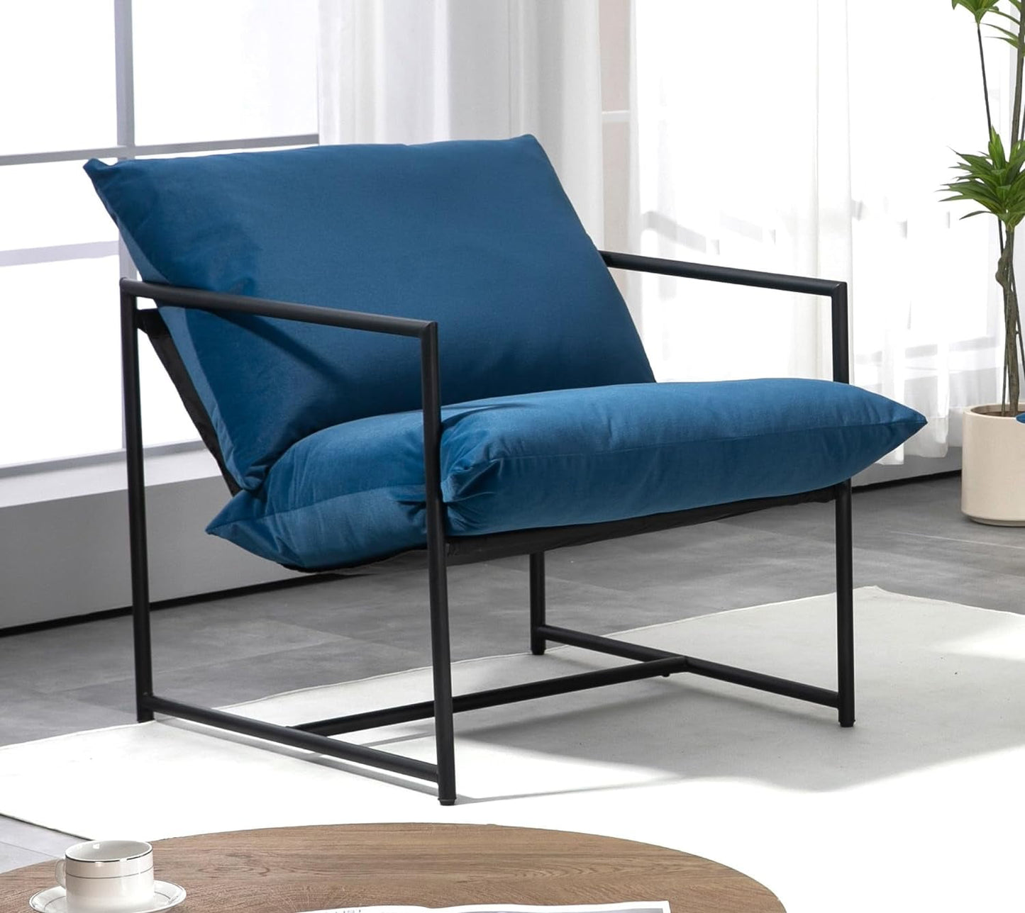 US Pride Furniture Serenity Accent Modern Velvet Arm Chair with Reclined Seat Soft Upholstery for Stylish Living Room