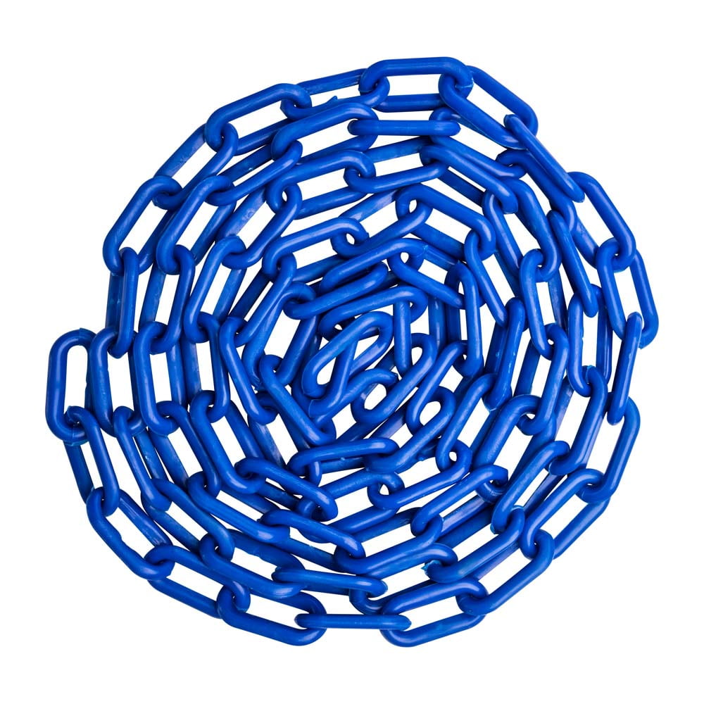 US Weight Chainboss 2" x 100' Blue Plastic Safety Chain with SunShield UV Resistant Technology
