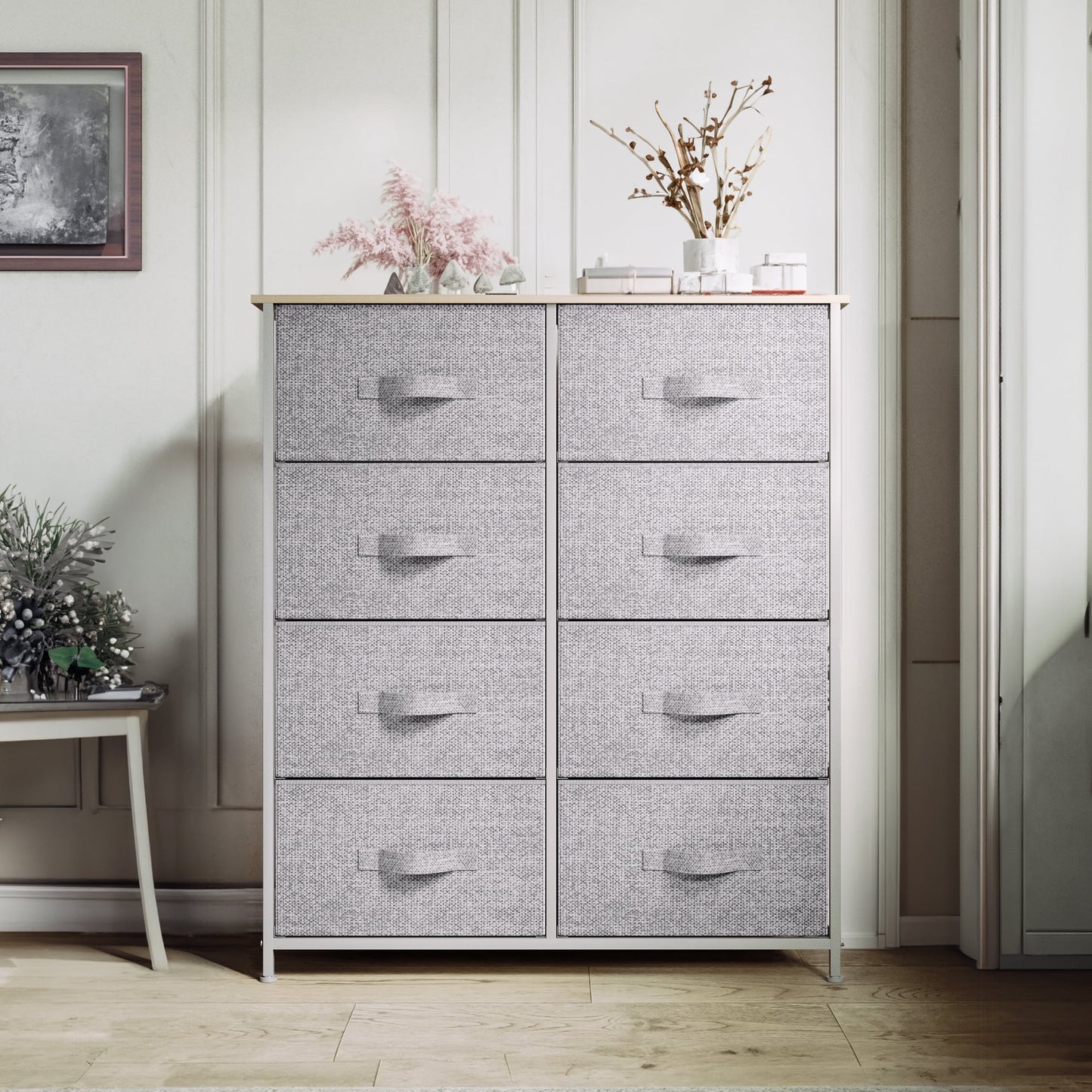 Uforic 8-Drawer Fabric Dresser for Adults & Teens, Storage for Bedroom & Living Room, Light Gray
