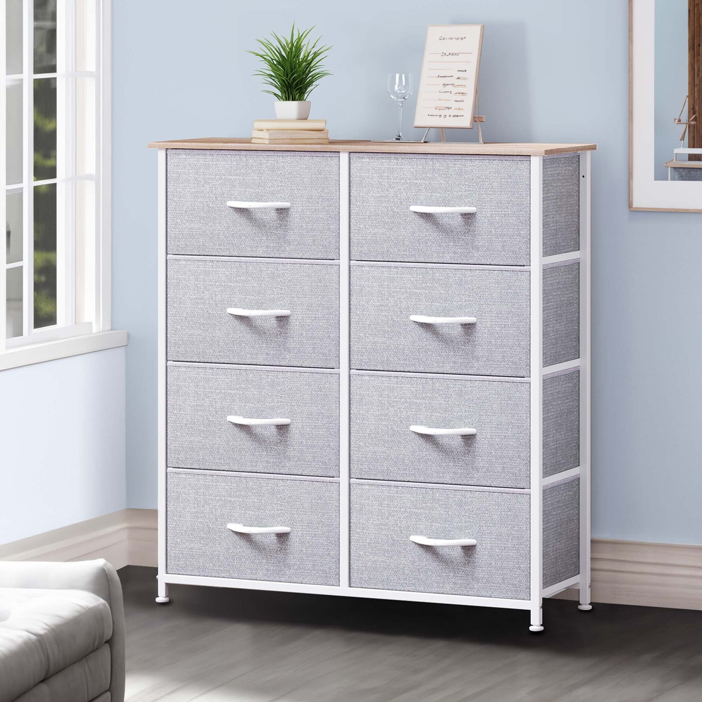 Uforic 8 Drawers Dresser Chest of Drawers for Adult for , Living Room, Gray