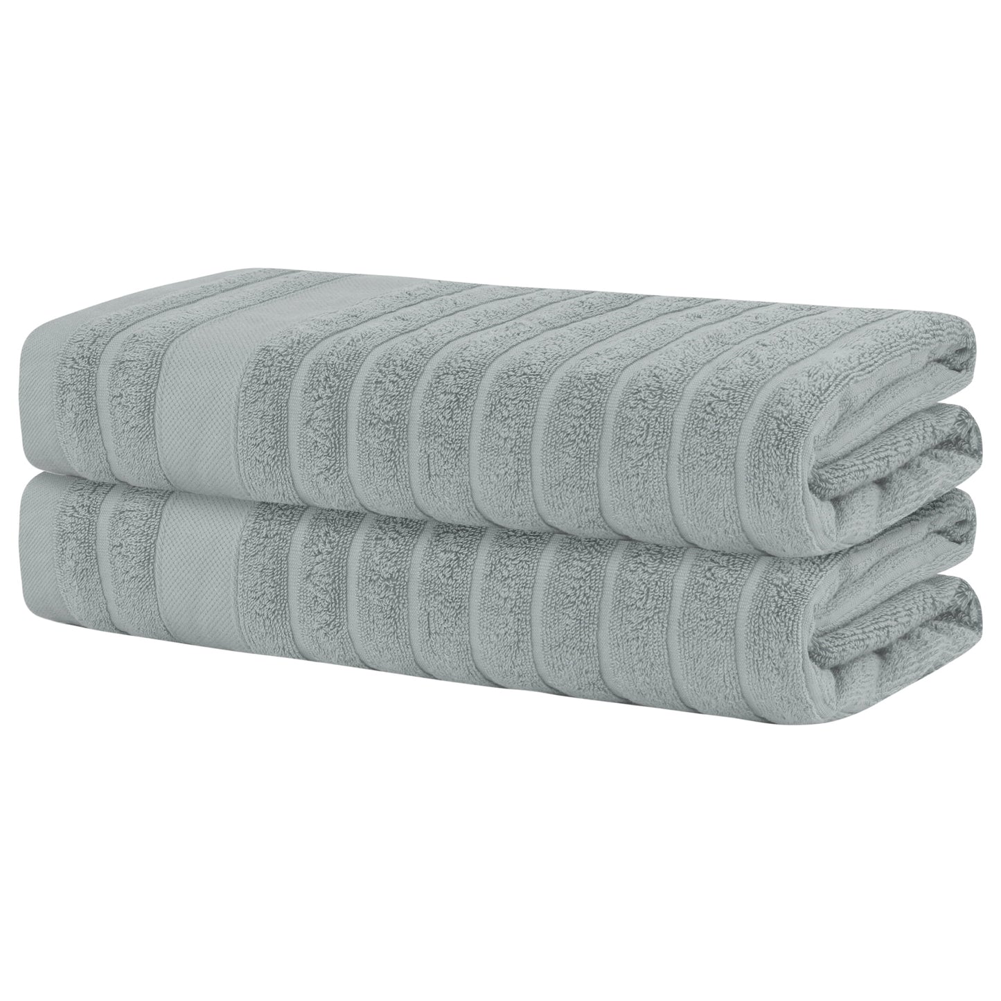 Unique Bargains 100% Cotton 2 Pack Solid Bath Towels Quick Dry and Absorbent Grey