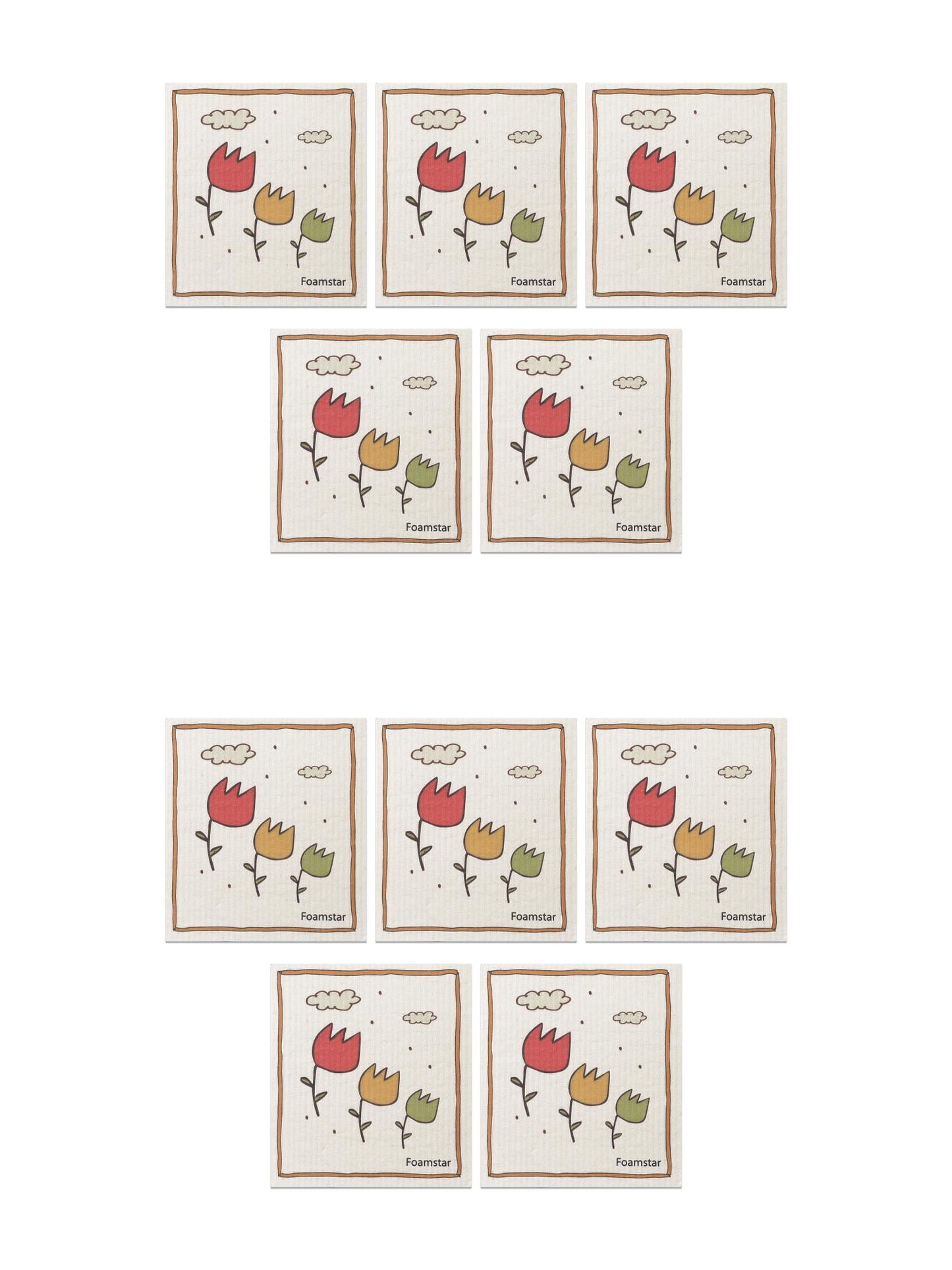 Unique Bargains 10pcs Super Absorbent Kitchen Dish Towels Reusable Towels Flower 3 7" x 8"