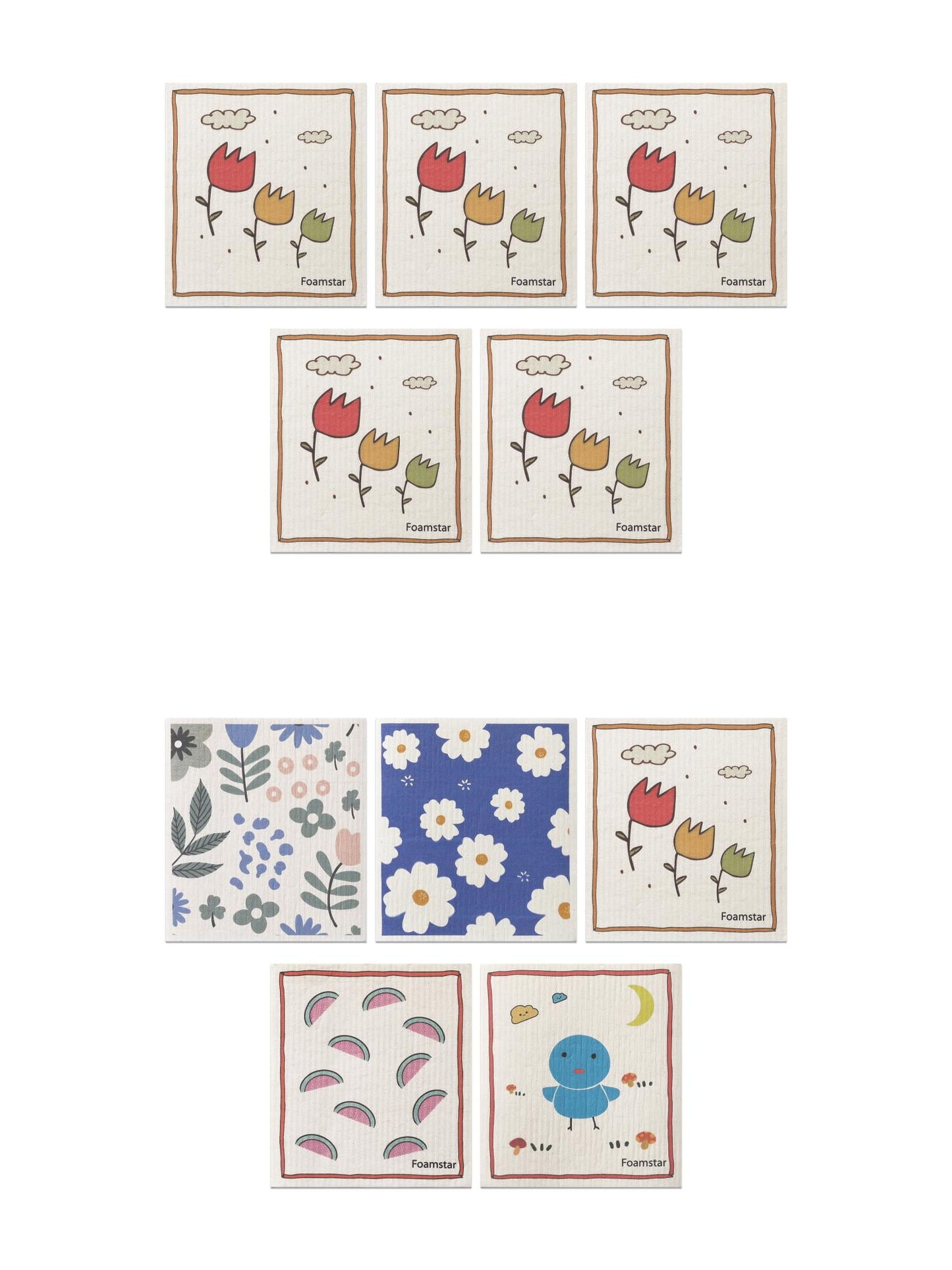 Unique Bargains 10pcs Super Absorbent Kitchen Dish Towels Reusable Towels Multi 3 7" x 8"