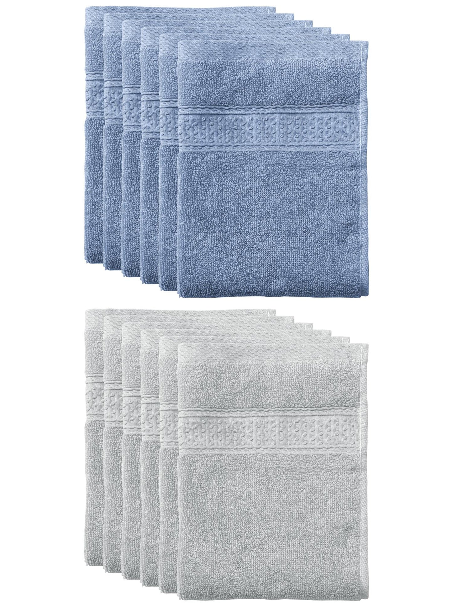 Unique Bargains 13"x13" Absorbent Cotton Dish Kitchen Plain Towels Blue Gray, Light Gray