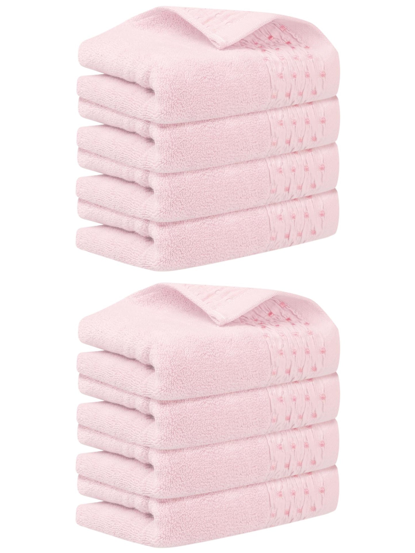 Unique Bargains 14" x 30" Embroidery Pattern Cotton Hand Towels Set Pink 8pk