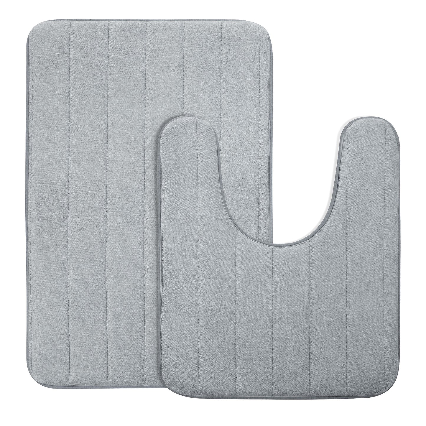 Unique Bargains 2-Pack Memory Foam Non-slip Washable Bath Toilet Pads Mats Rug Gray 32"x20"