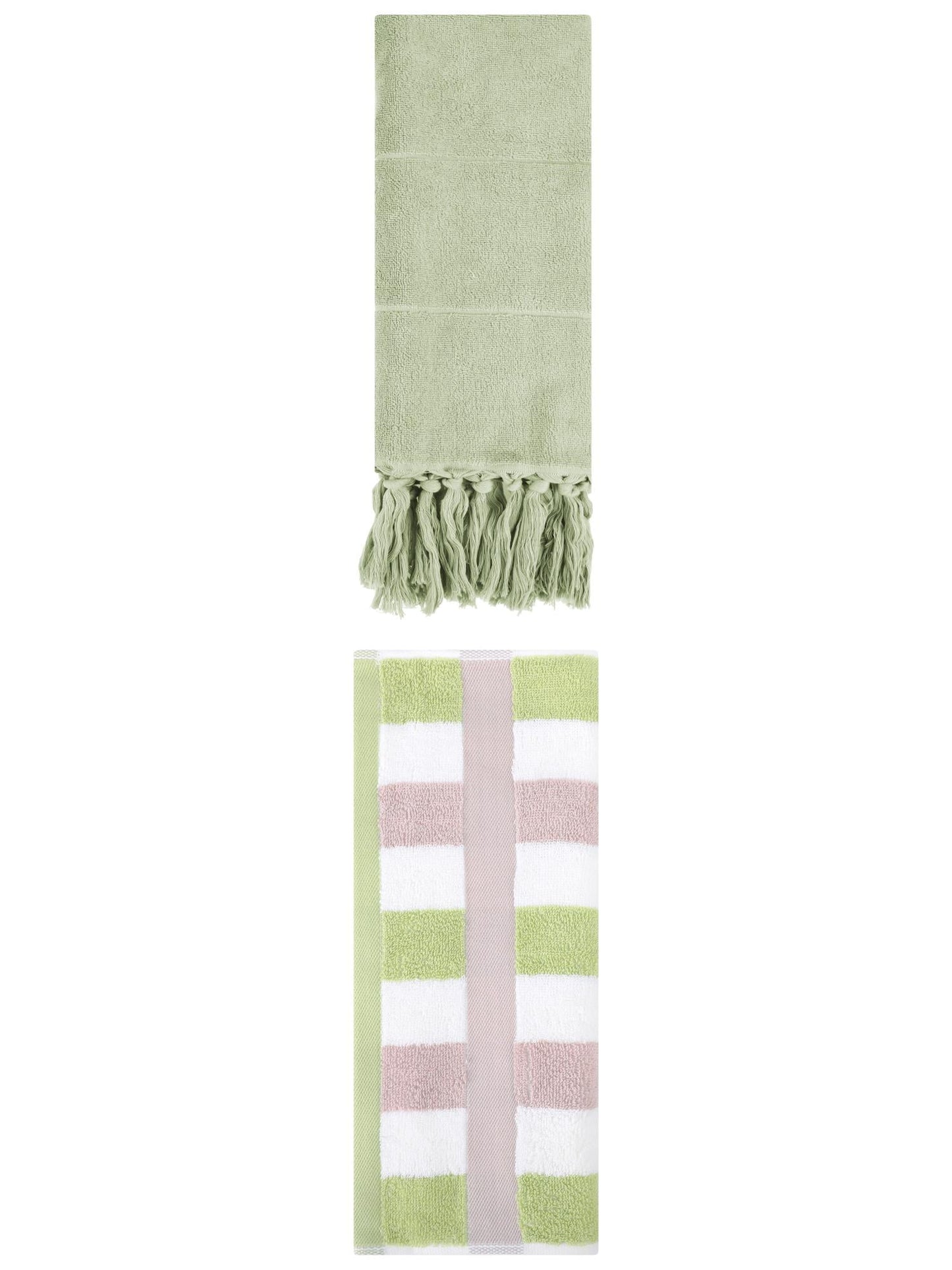 Unique Bargains 2 Pack Soft Decorative Hand Towel Green 14"x30"/13"x29"