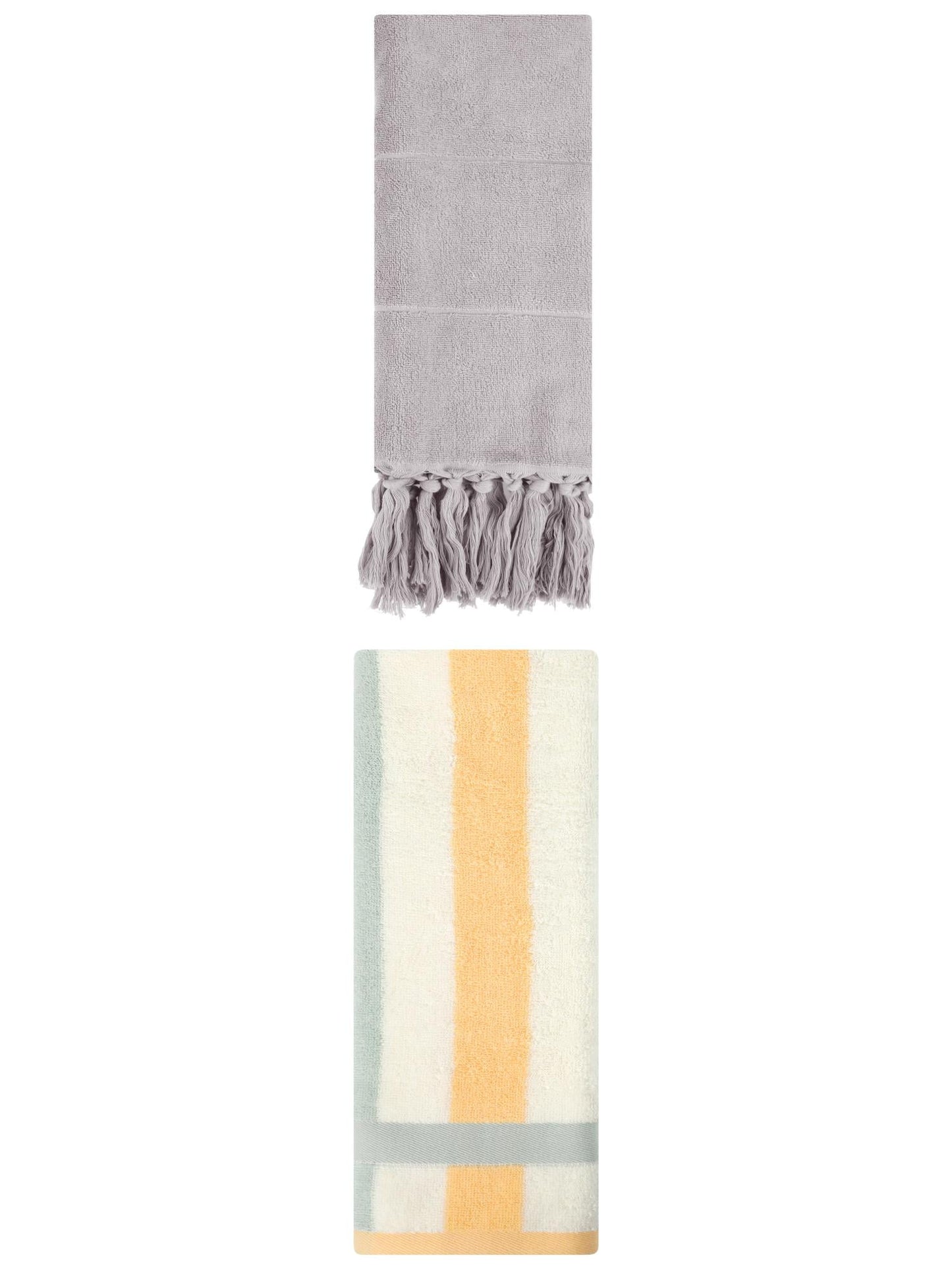 Unique Bargains 2 Pack Soft Decorative Hand Towel Grey/Blue Orange 14"x30"/13"x29"