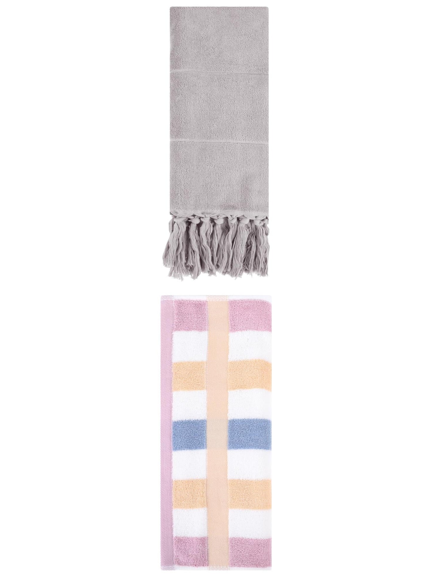 Unique Bargains 2 Pack Soft Decorative Hand Towel Grey/Blue Purple 14"x30"/13"x29"