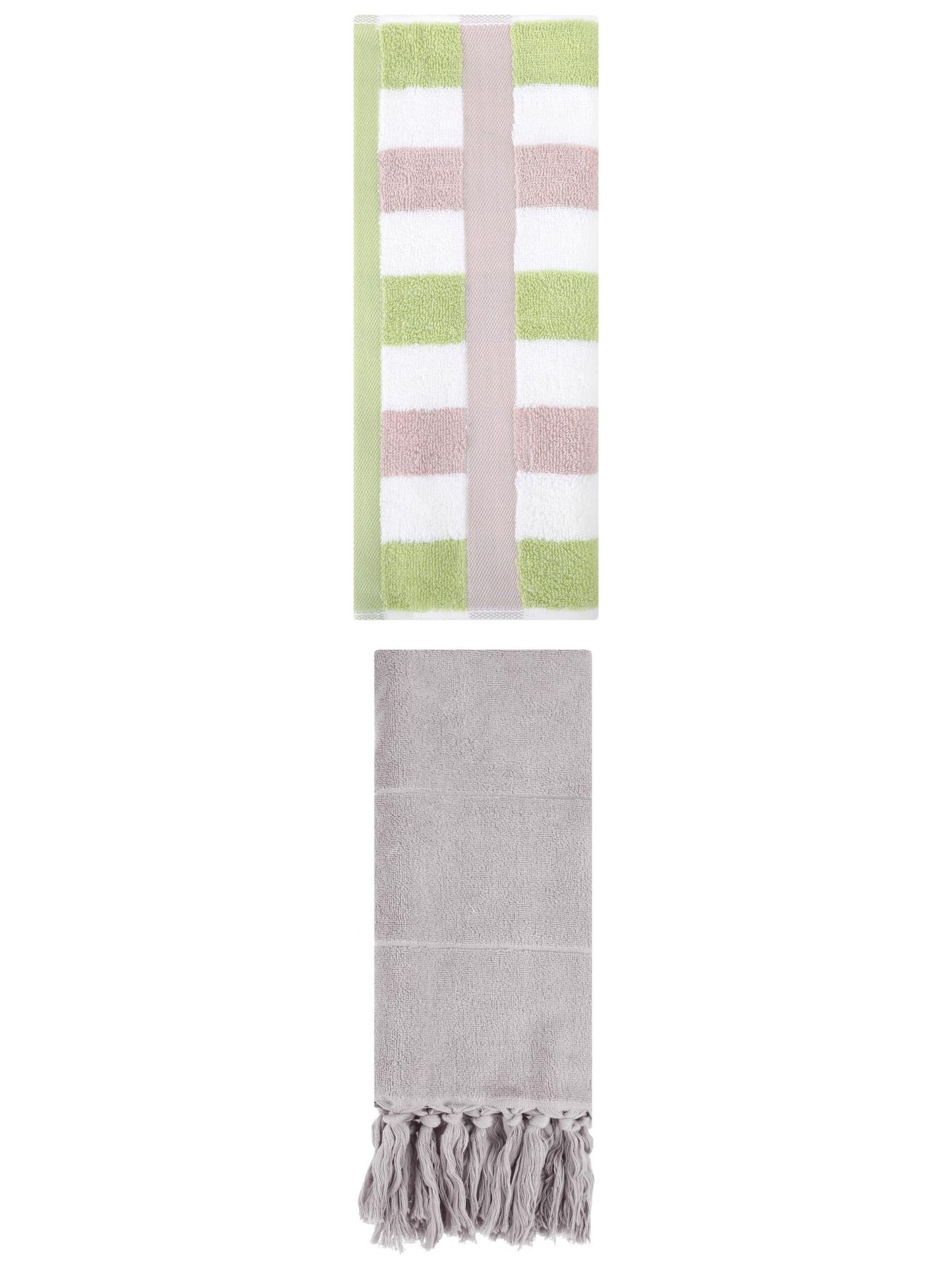 Unique Bargains 2 Pack Soft Decorative Hand Towel Grey/Green 14"x30"/13"x29"