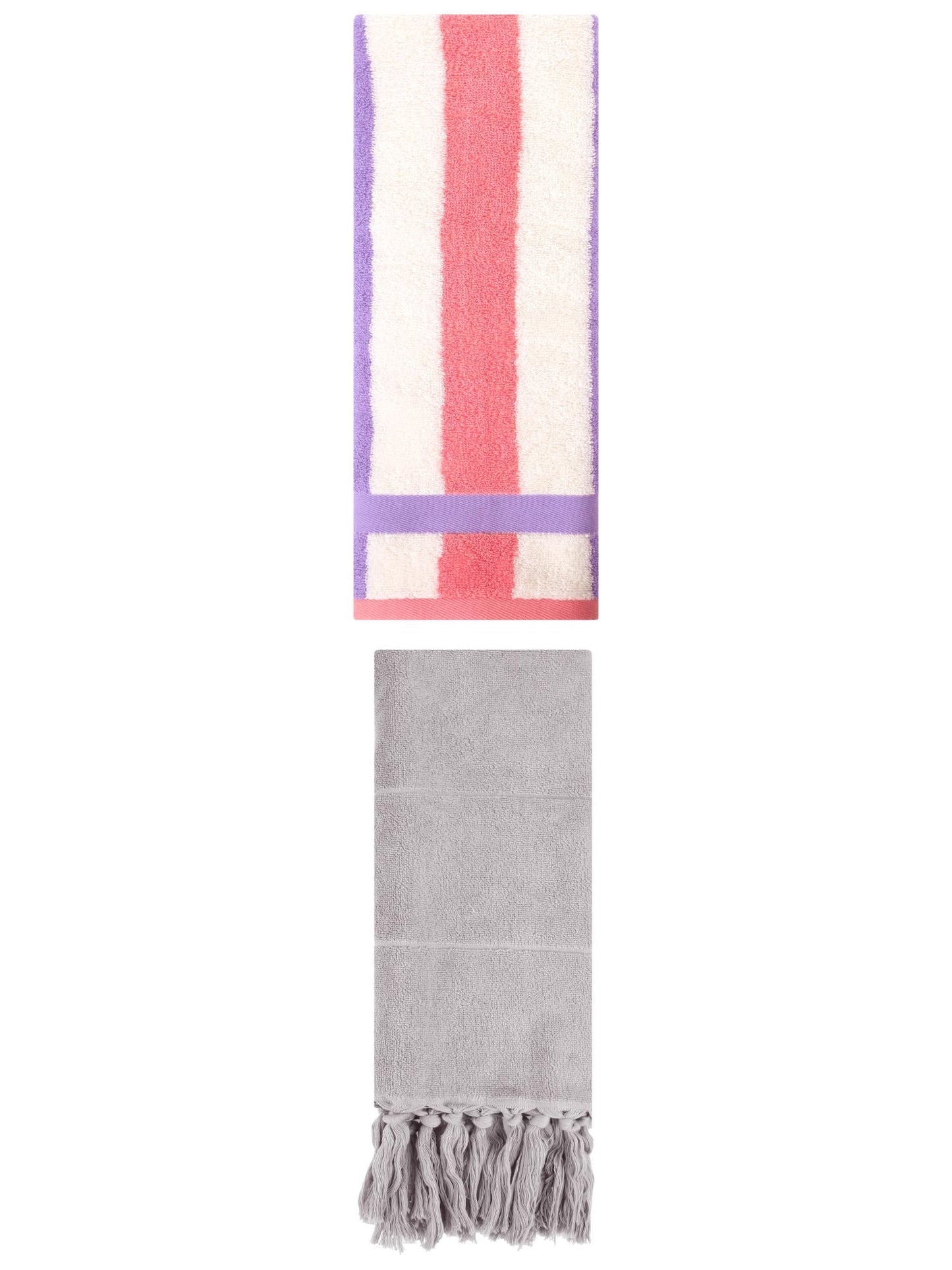 Unique Bargains 2 Pack Soft Decorative Hand Towel Grey/Purple Pink 14"x30"/13"x29"