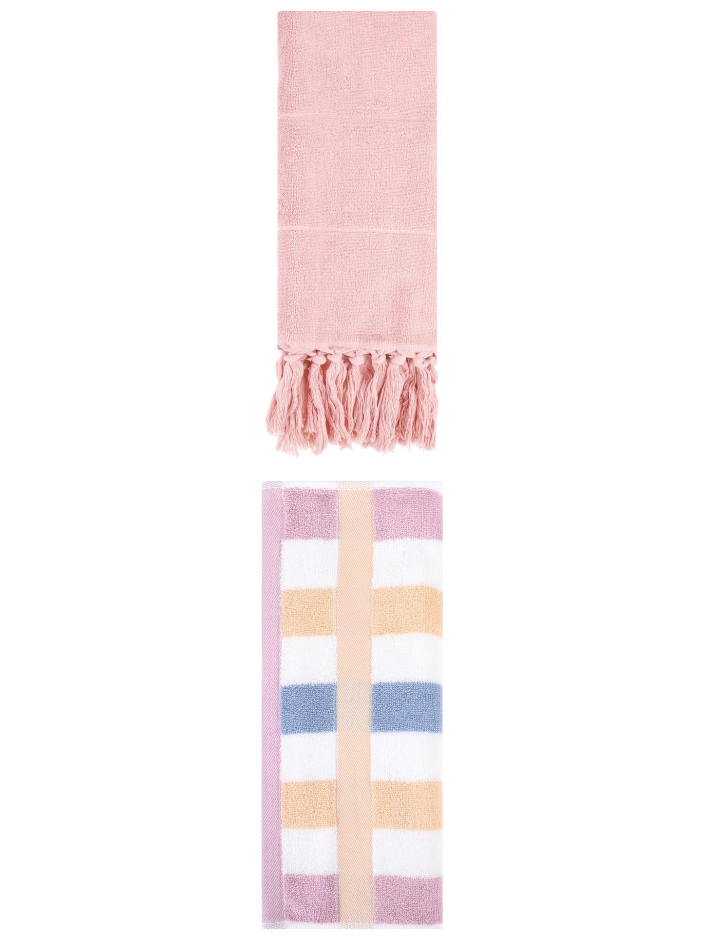 Unique Bargains 2 Pack Soft Decorative Hand Towel Pink/Blue Purple 14"x30"/13"x29"