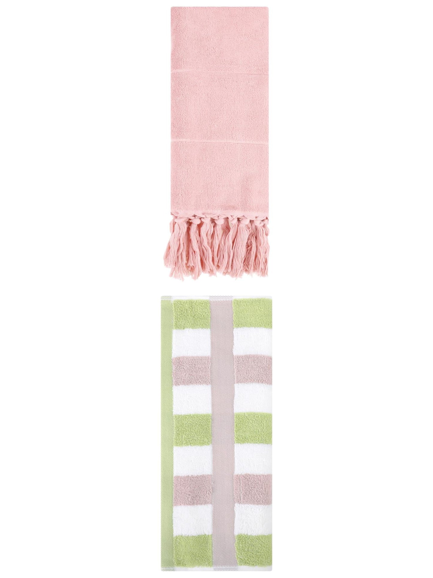 Unique Bargains 2 Pack Soft Decorative Hand Towel Pink/Green 14"x30"/13"x29"