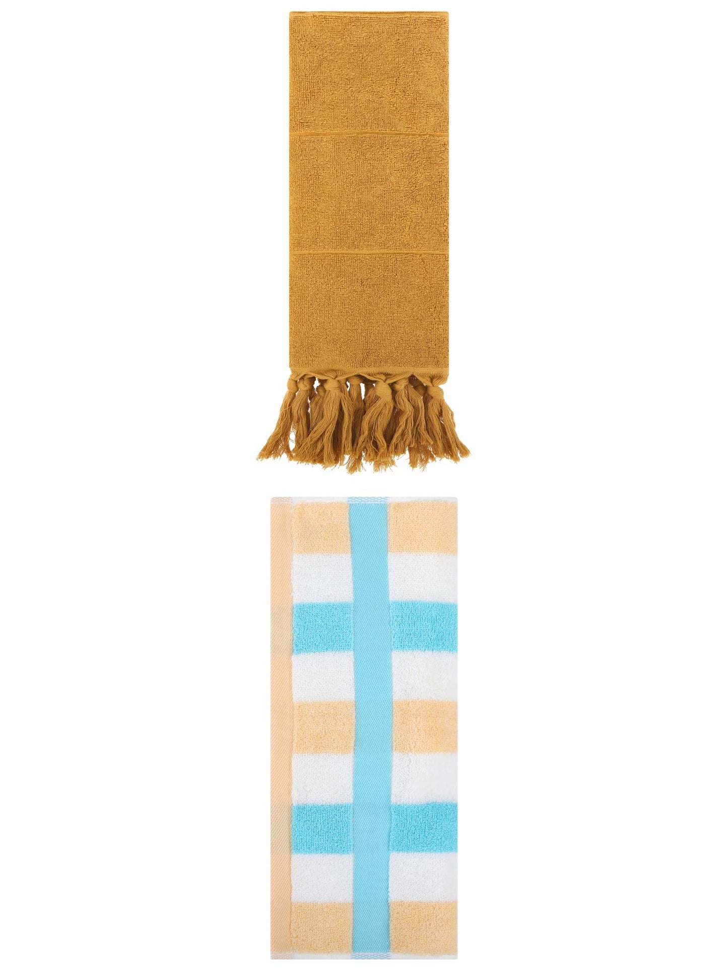 Unique Bargains 2 Pack Soft Decorative Hand Towel Yellow/Blue Yellow 14"x30"/13"x29"