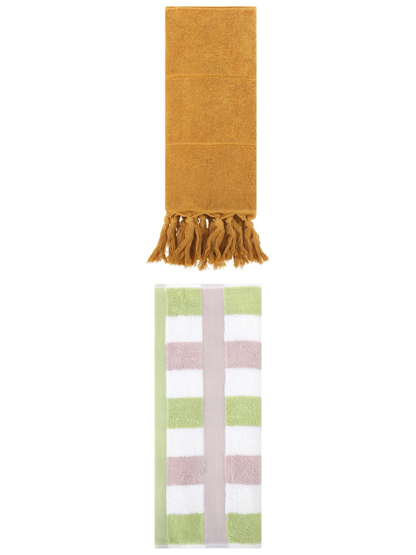 Unique Bargains 2 Pack Soft Decorative Hand Towel Yellow/Green 14"x30"/13"x29"