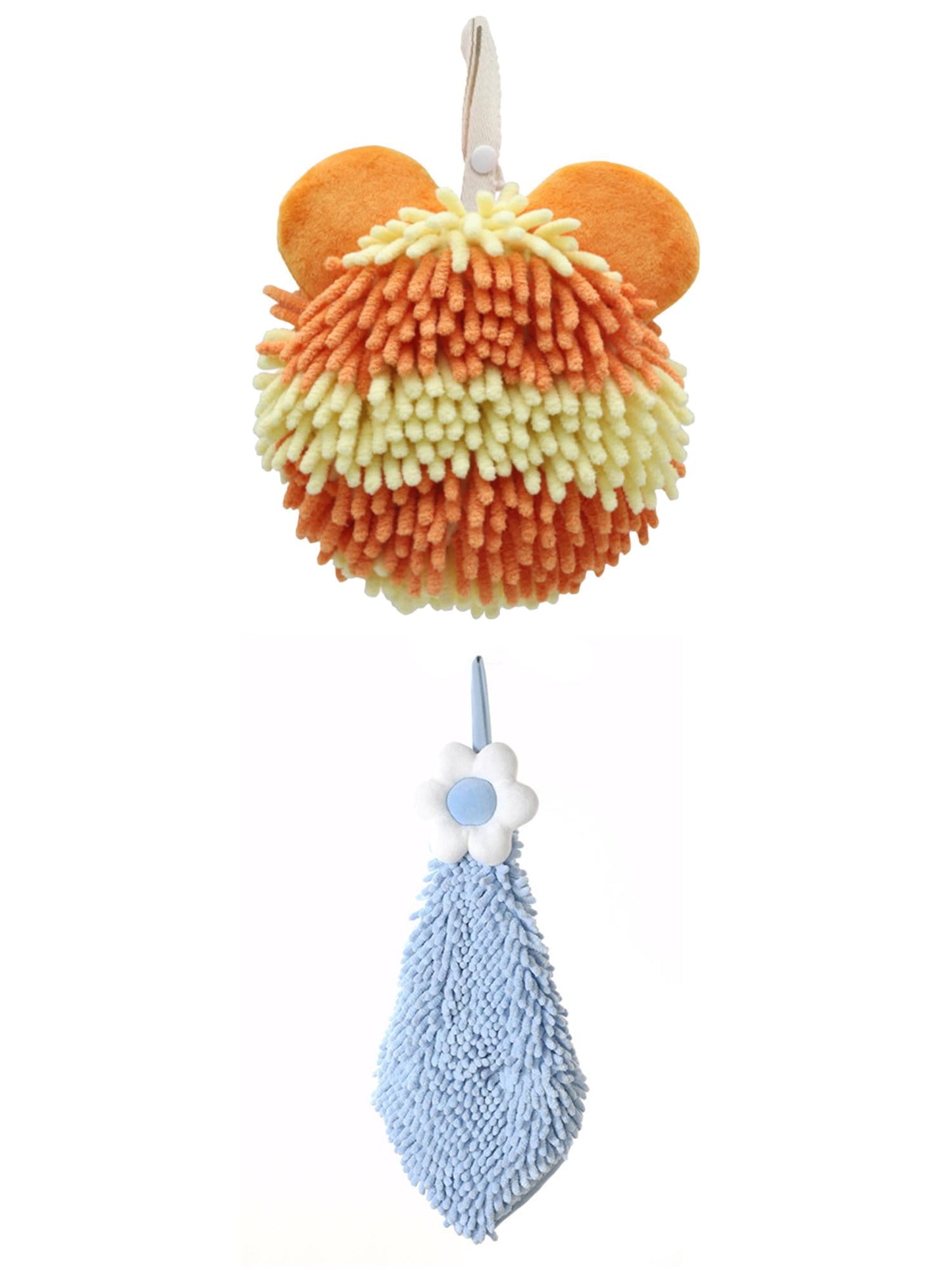 Unique Bargains 2 Pack Soft Hand Towel 6" x 15"/7" x 7" Blue-2/Orange
