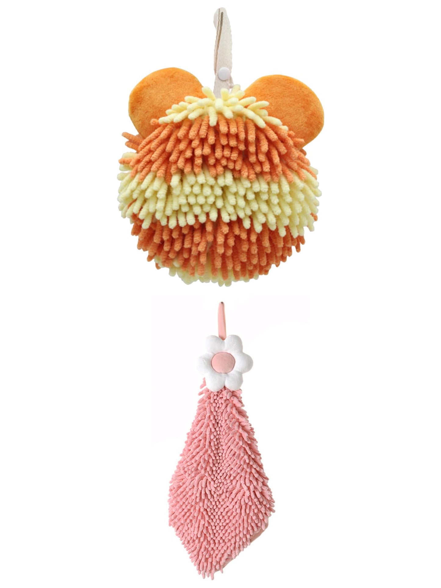 Unique Bargains 2 Pack Soft Hand Towel 6" x 15"/7" x 7" Pink-2/Orange