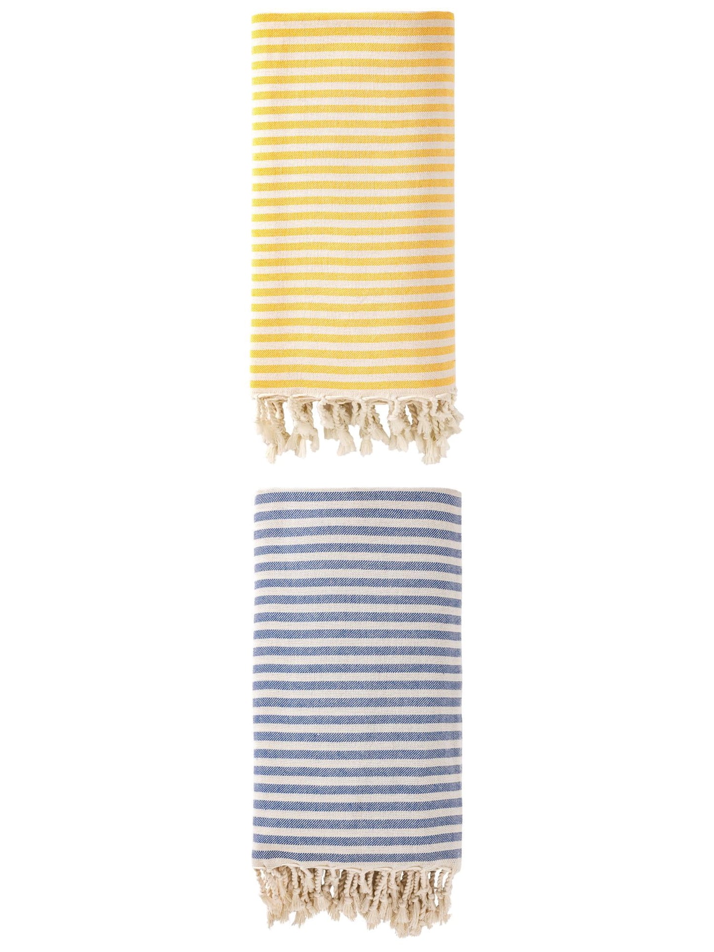 Unique Bargains 2 Pack Soft Sand Free Quick Dry Turkish Towel Blue/Yellow 71"x40"