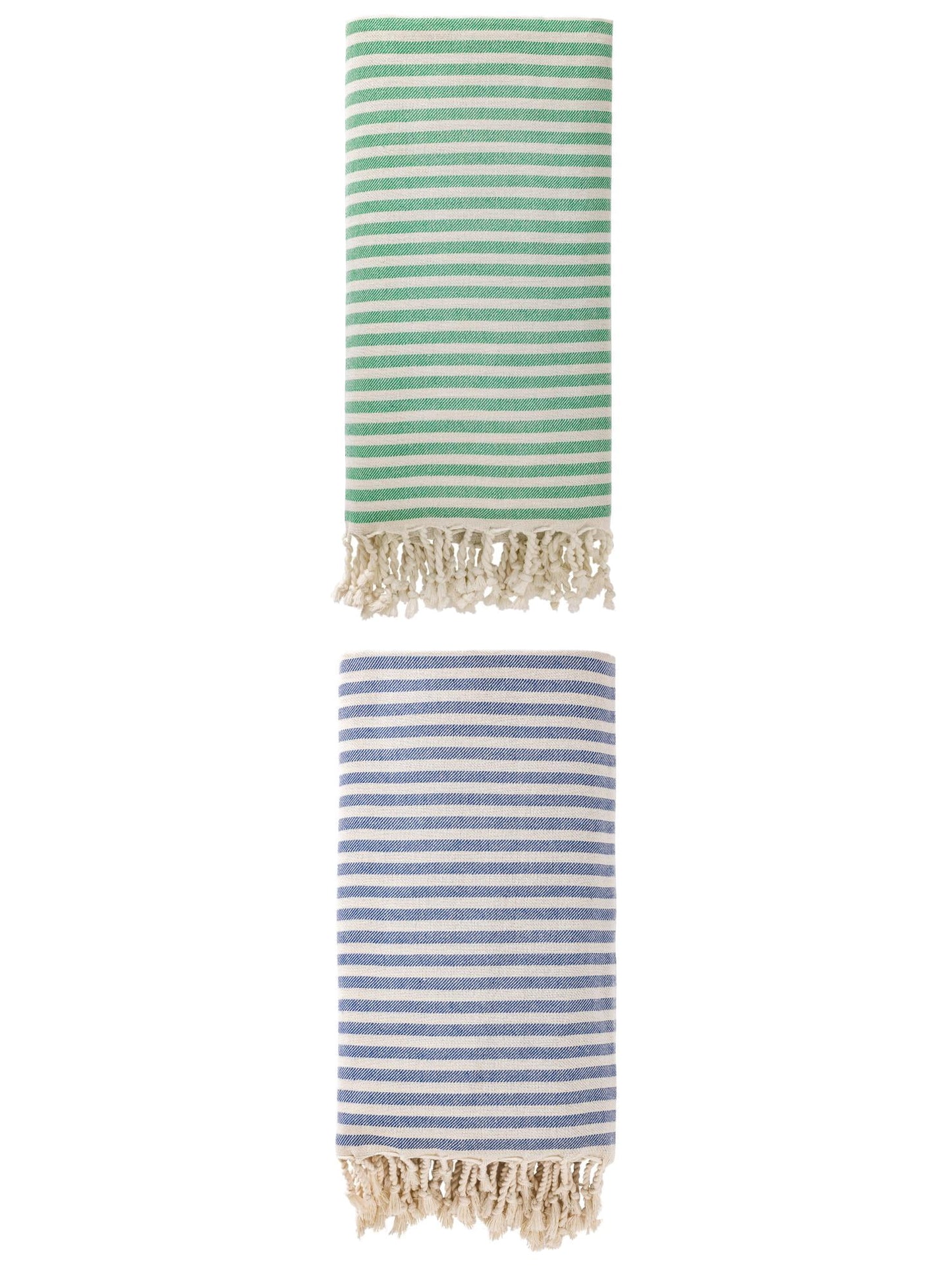 Unique Bargains 2 Pack Soft Sand Free Quick Dry Turkish Towel Green/Blue 71"x40"