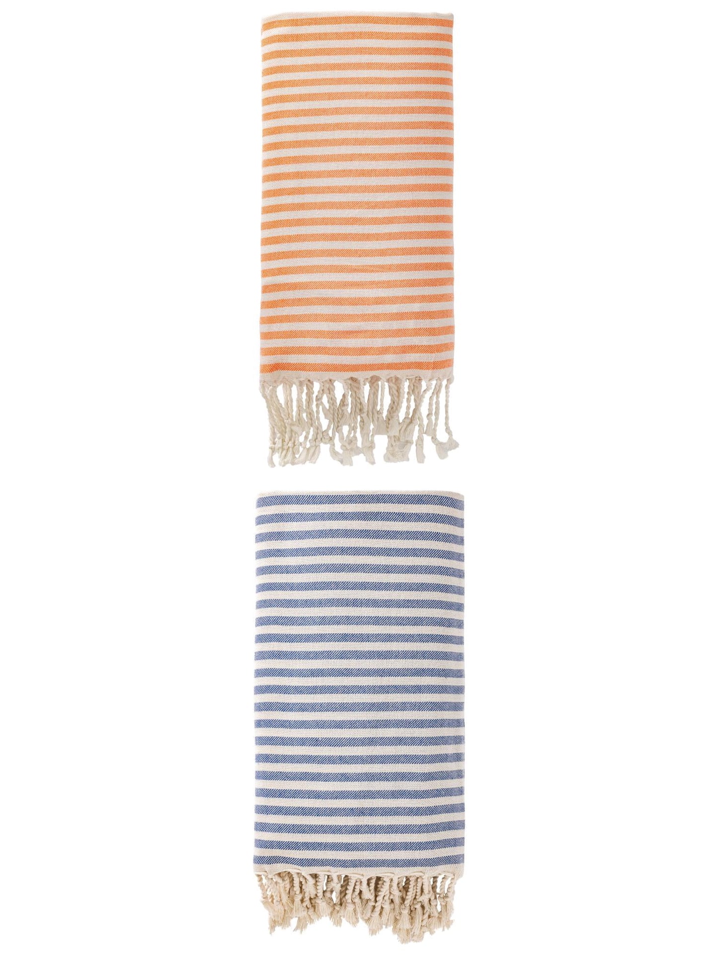 Unique Bargains 2 Pack Soft Sand Free Quick Dry Turkish Towel Orange/Blue 71"x40"