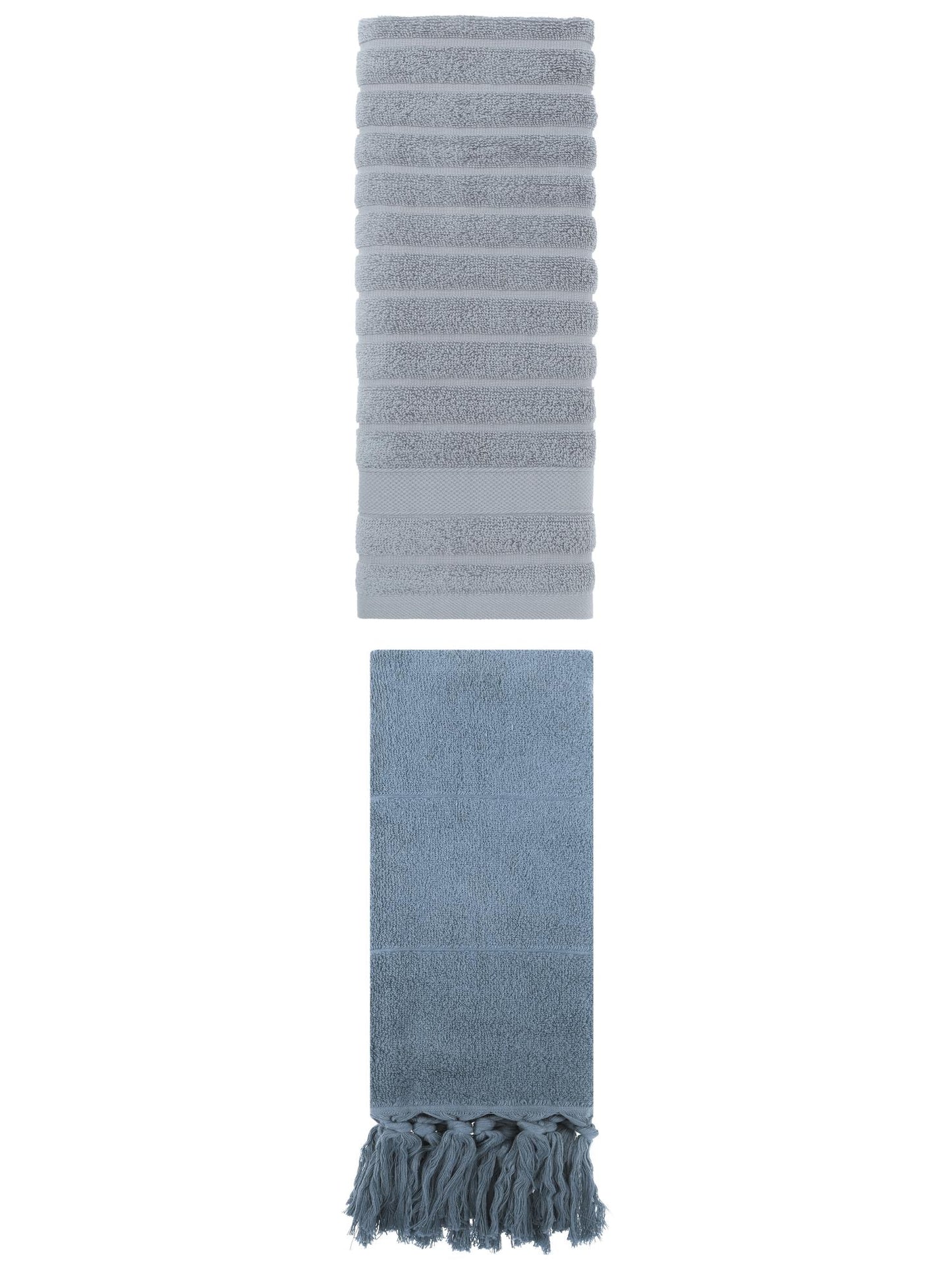 Unique Bargains 2 Pack Solid Absorbent Soft Cotton Hand Towels 14" x 30" Blue/Grey