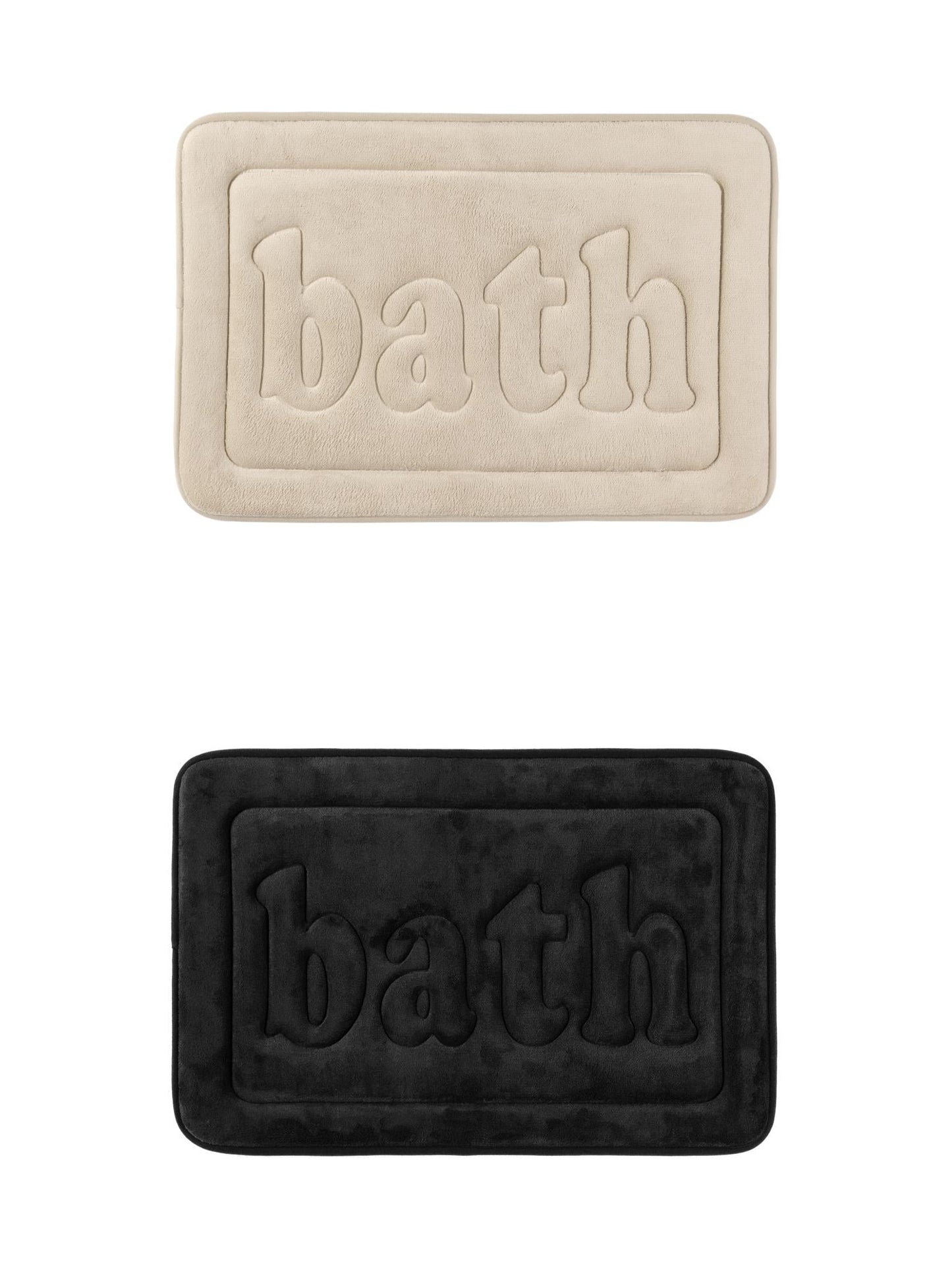 Unique Bargains 2 Pcs Bath Mat Non Skid Bottom Bath Rugs Black/Khaki 16" x 24"