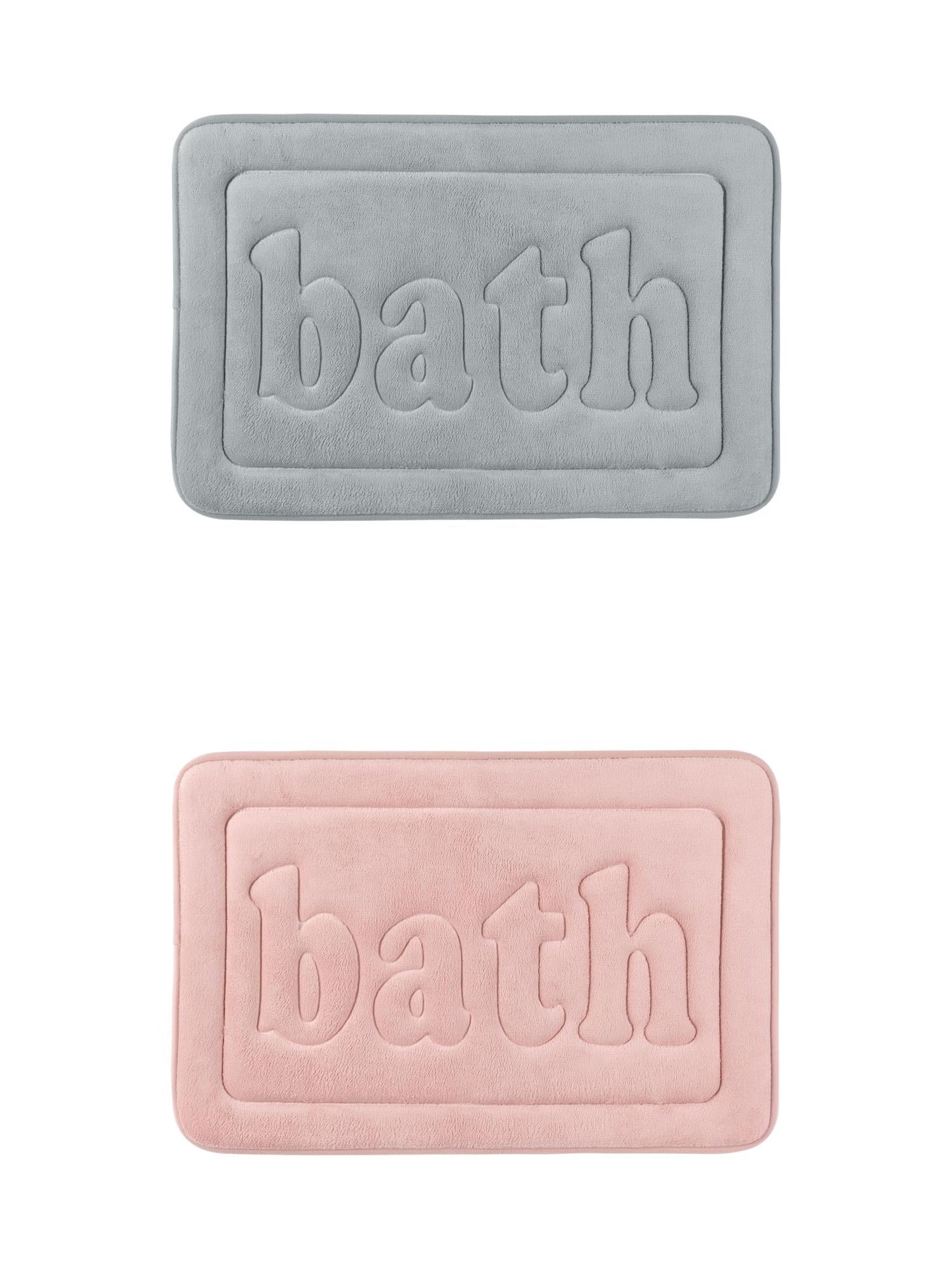 Unique Bargains 2 Pcs Bath Mat Non Skid Bottom Bath Rugs Pink/Light Grey 20" x 32"