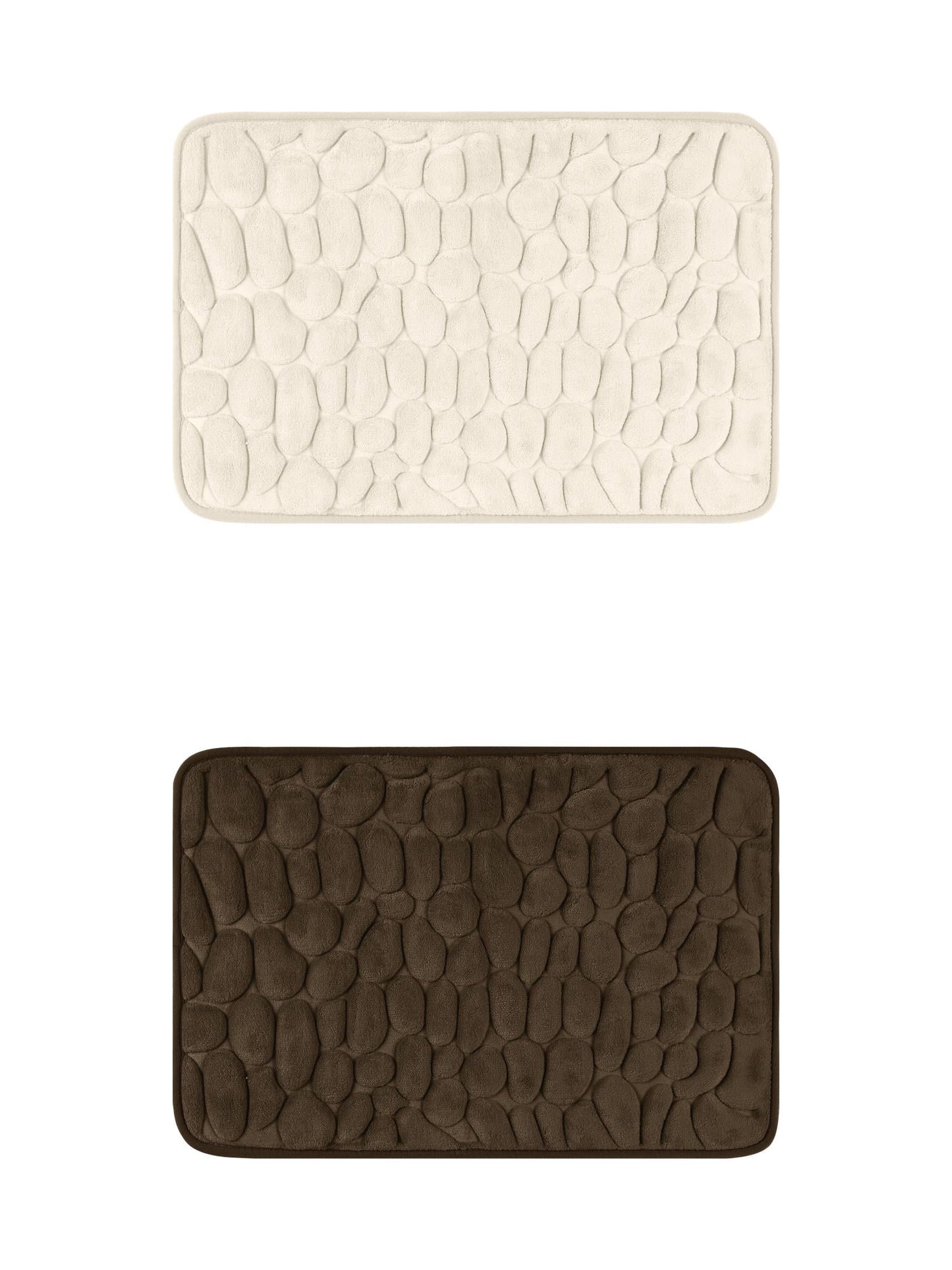 Unique Bargains 2 Pcs Bath Mat Quick Dry Bath Mats Brown/Khaki 20" x 32"
