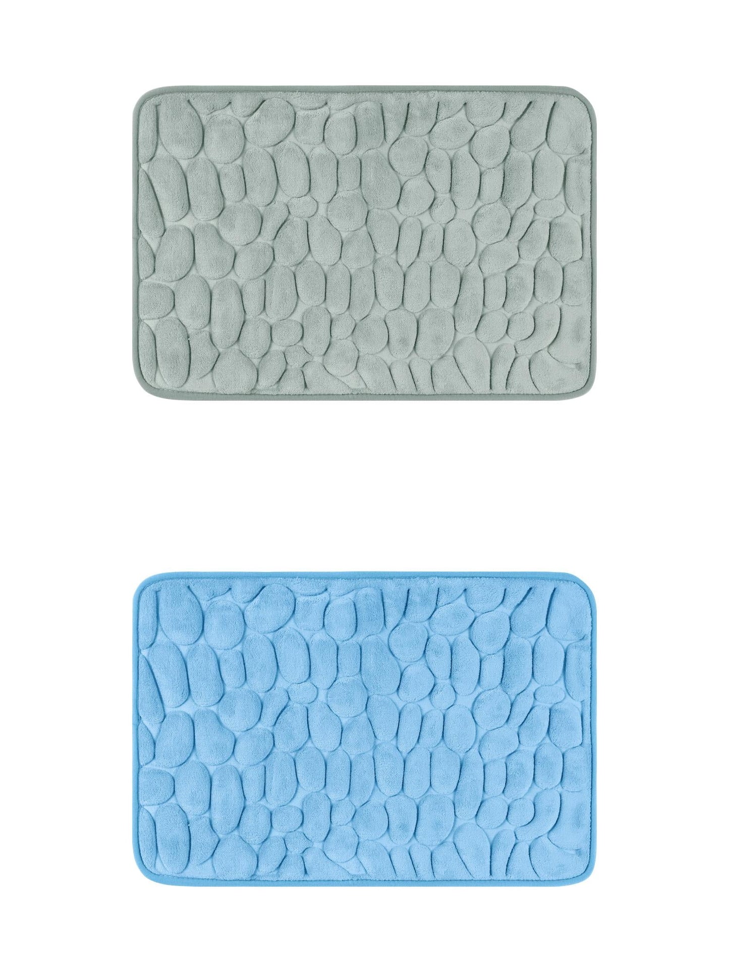 Unique Bargains 2 Pcs Bath Mat Quick Dry Bath Mats Grey/Light Blue 16" x 24"