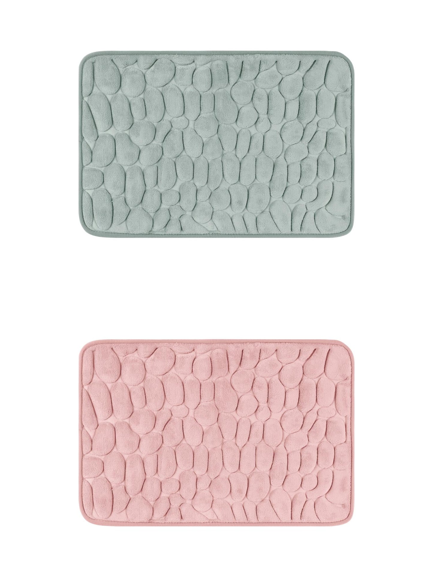 Unique Bargains 2 Pcs Bath Mat Quick Dry Bath Mats Grey/Pink 16" x 24"