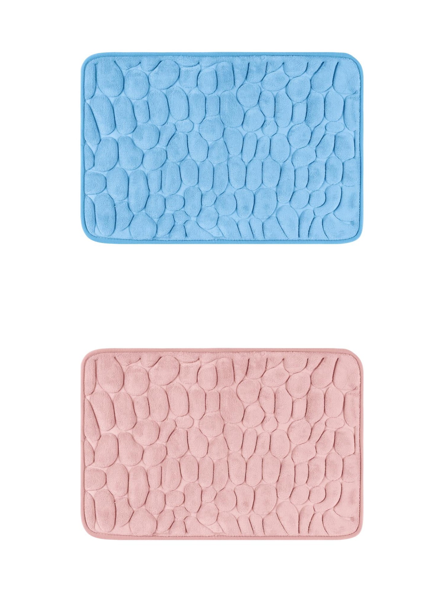 Unique Bargains 2 Pcs Bath Mat Quick Dry Bath Mats Light Blue/Pink 16" x 24"