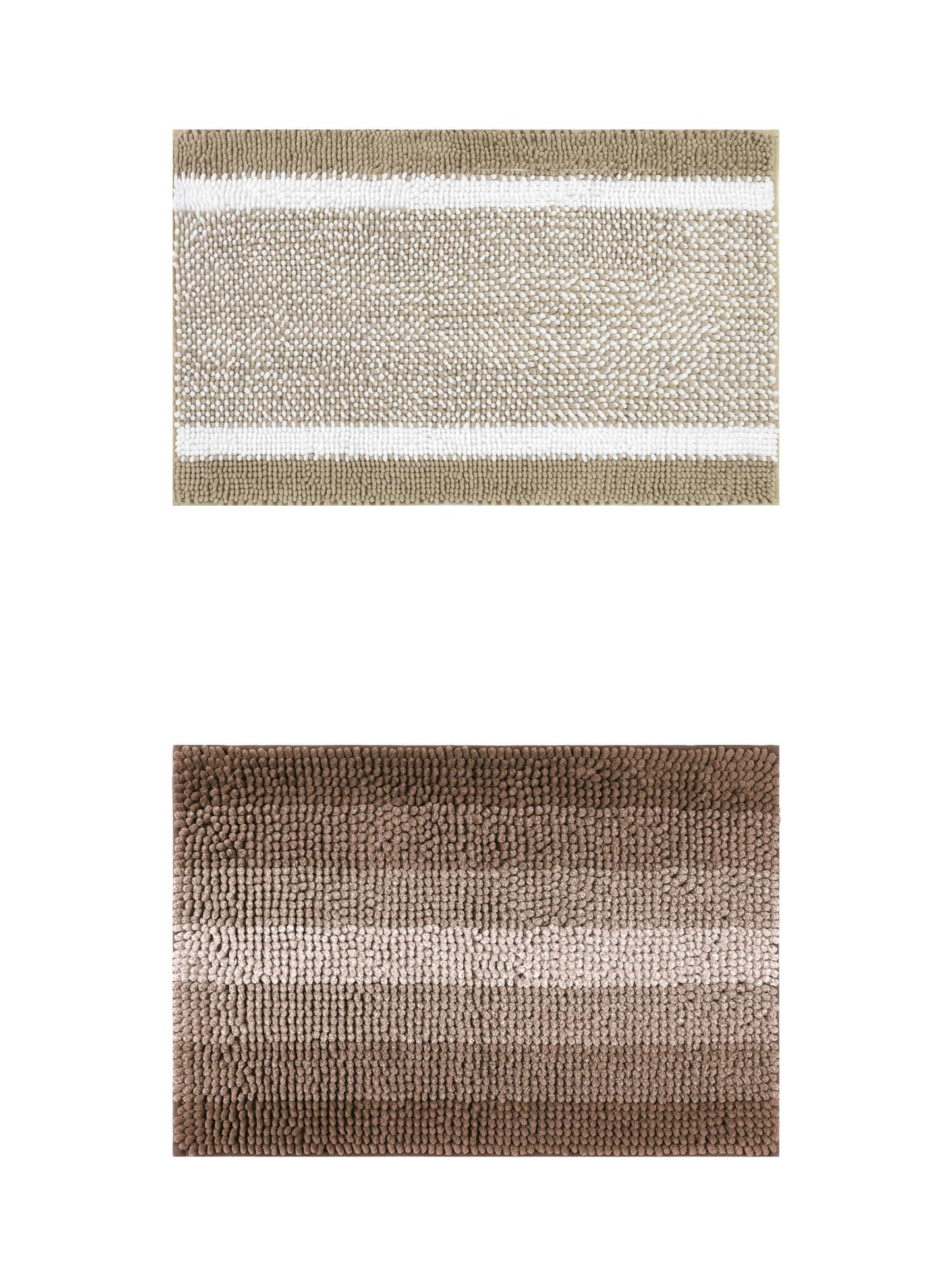 Unique Bargains 2 Pcs Chenille Soft Plush Shaggy Bathroom Rug Coffee/Khaki 20" x 32"