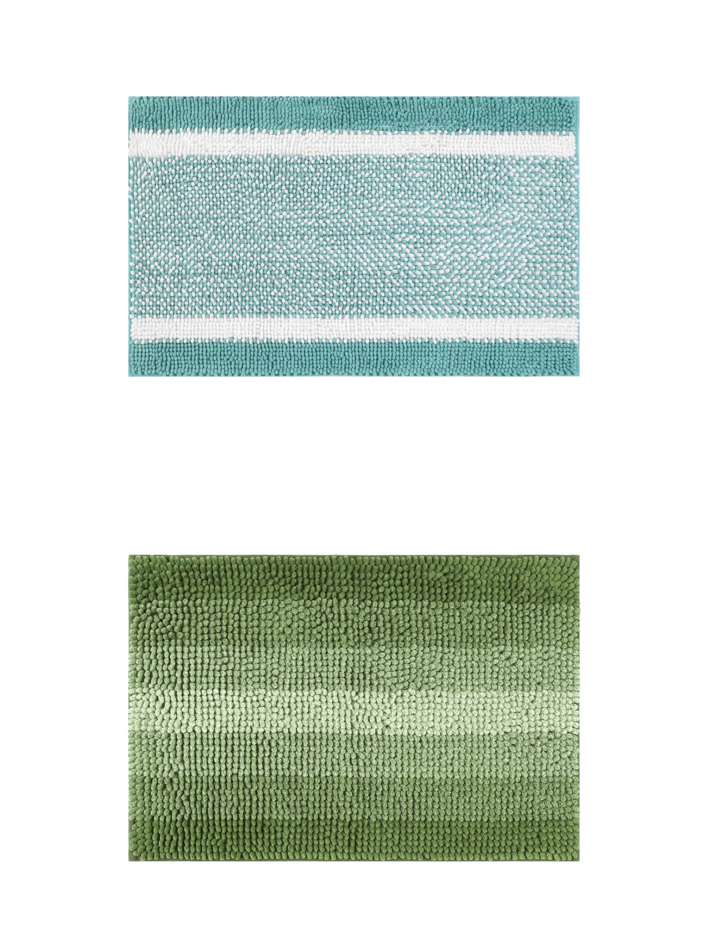 Unique Bargains 2 Pcs Chenille Soft Plush Shaggy Bathroom Rug Green 20" x 32"